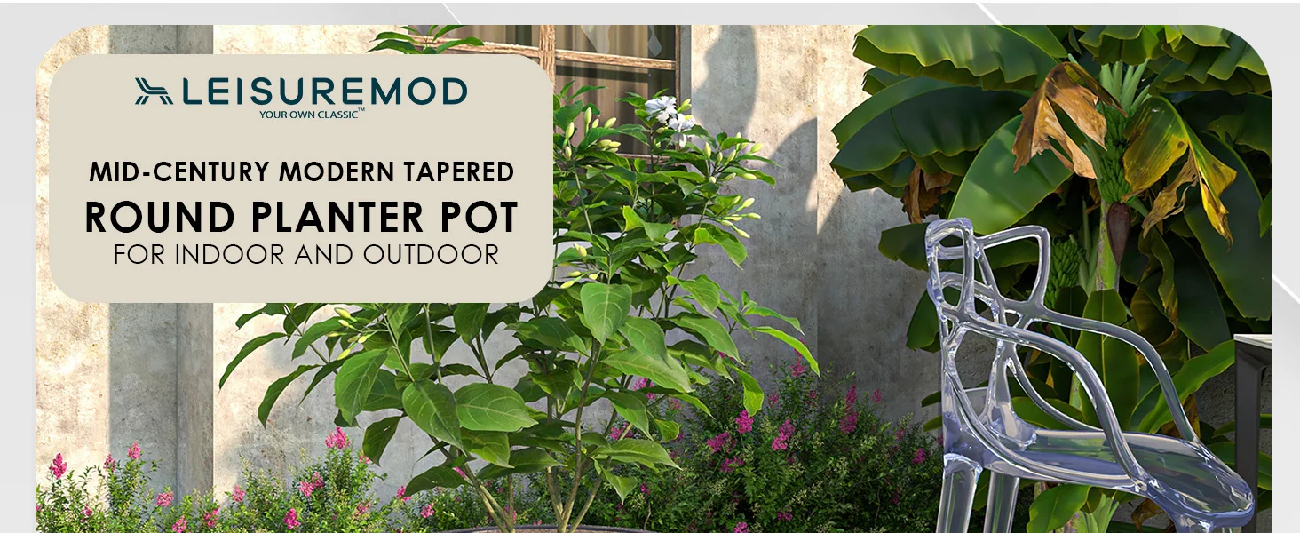 Dahlia Series Poly Stone Planter in Black 21.3 Dia, 15.7 High