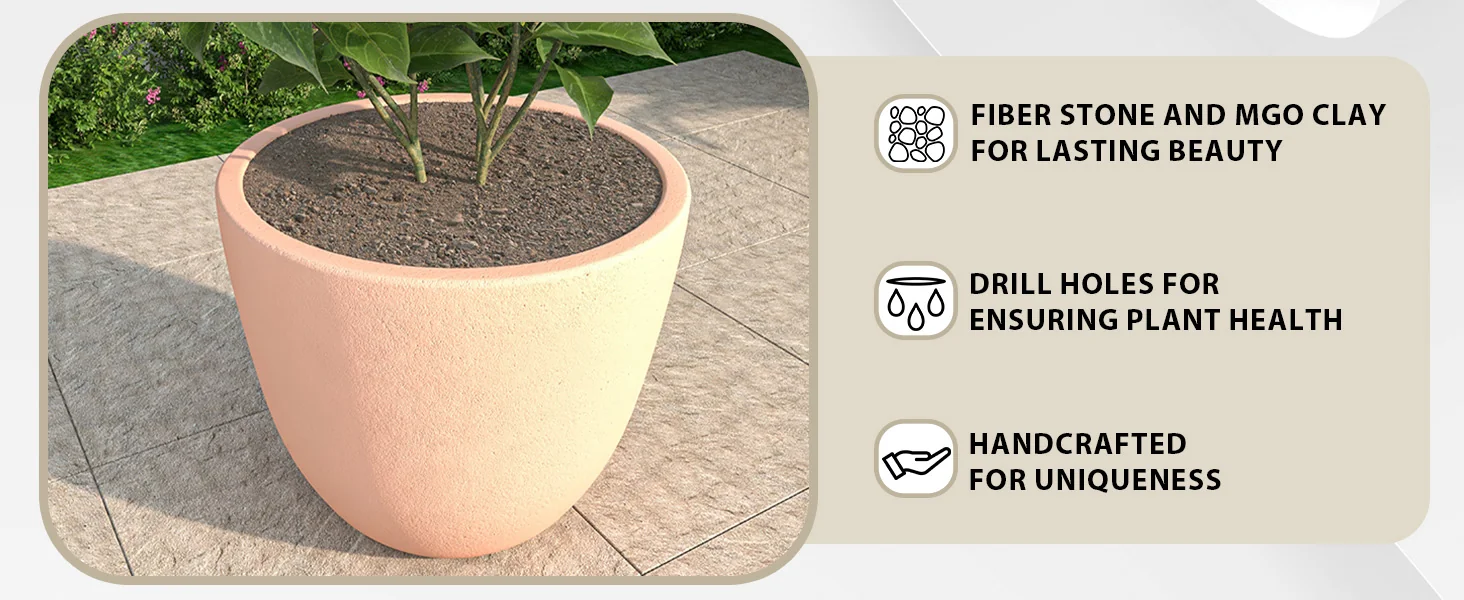 Dahlia Series Poly Stone Planter in TerraCotta Color 21.3 Dia, 15.7 High