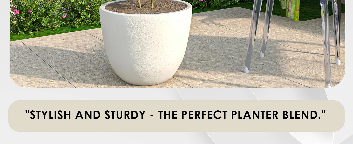 Dahlia Series Poly Stone Planter in White 21.3 Dia, 15.7 High