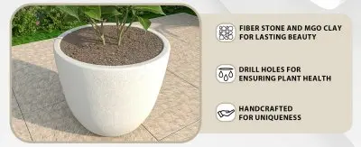 Dahlia Series Poly Stone Planter in White 21.3 Dia, 15.7 High
