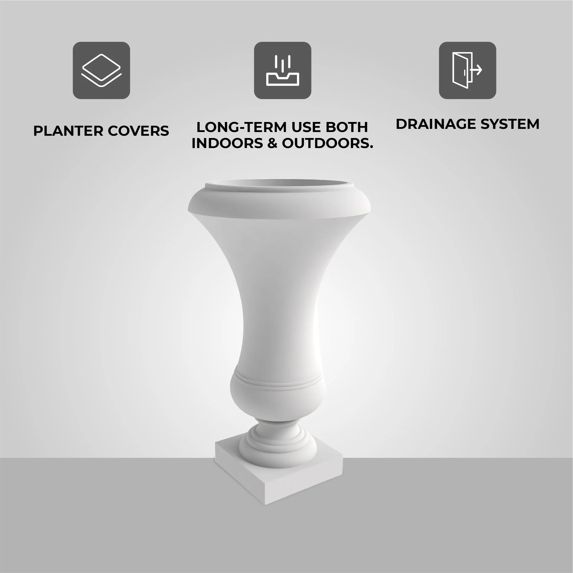 Daisy Series Poly Fiber Stone Planter in White, 14 Dia, 24.8 High