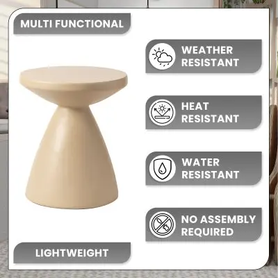 Dune Collection Fiberglass Outdoor Side Table in Beige