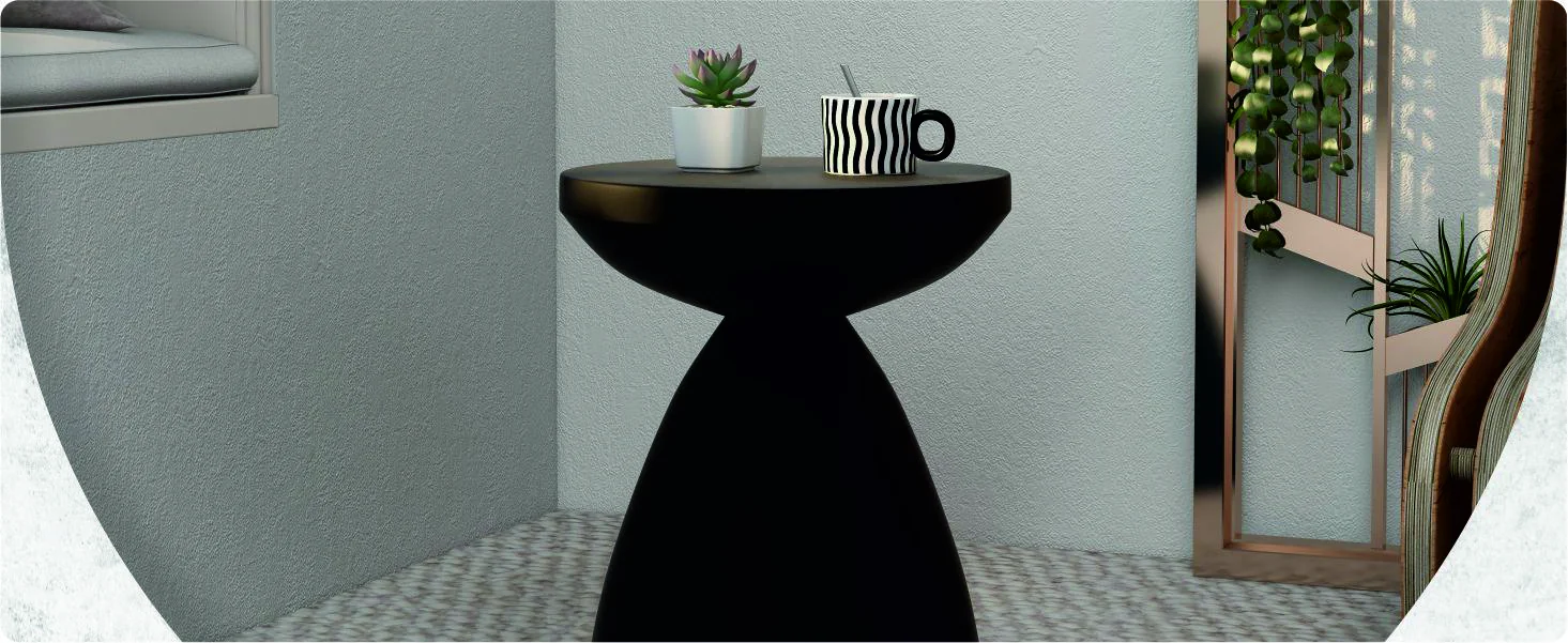 Dune Collection Fiberglass Outdoor Side Table in Black