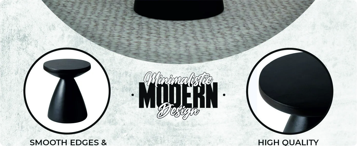 Dune Collection Fiberglass Outdoor Side Table in Black