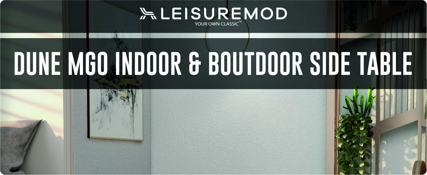 Dune Collection Fiberglass Outdoor Side Table in Marble White