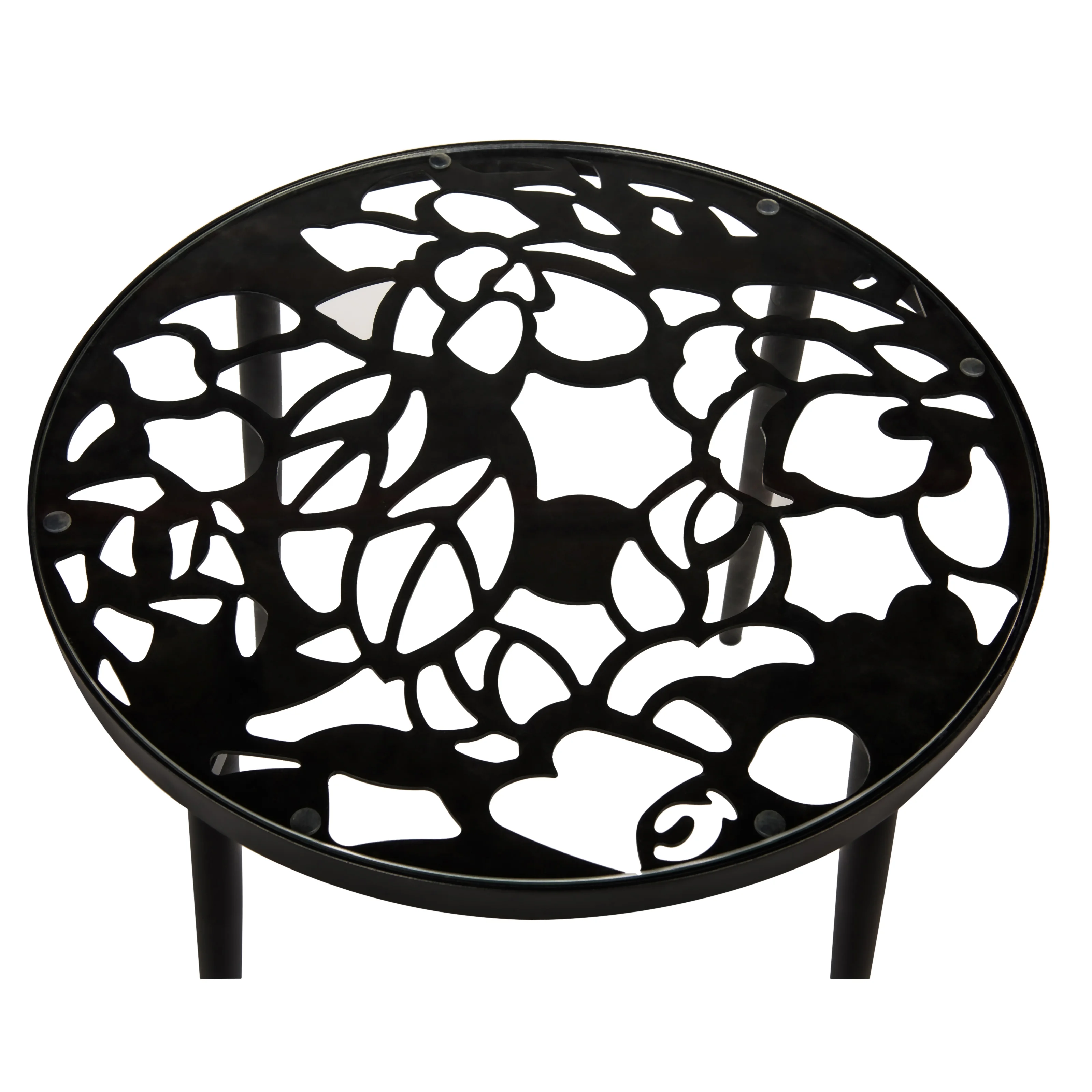 Devon Tree Design Glass Top Aluminum Base Indoor Outdoor End Table