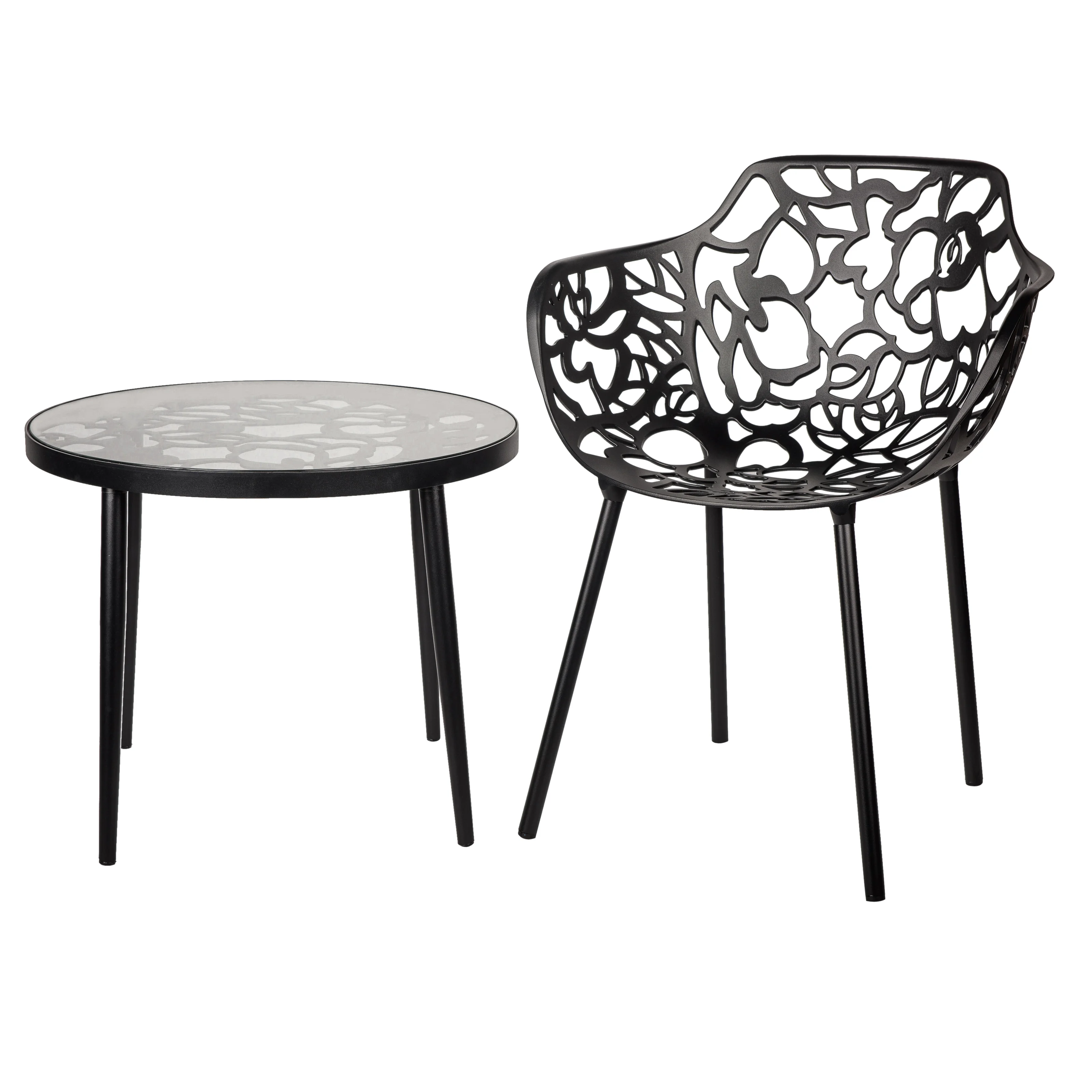 Devon Tree Design Glass Top Aluminum Base Indoor Outdoor End Table