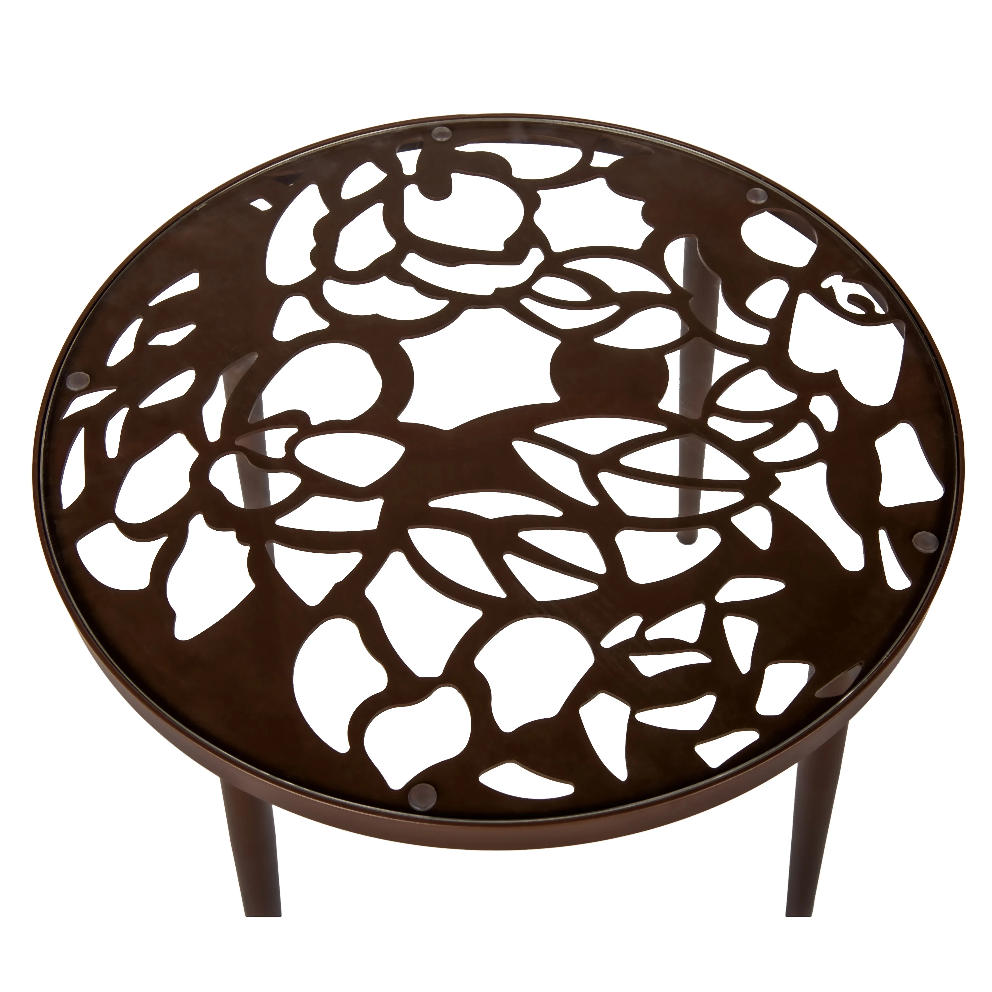 Devon Tree Design Glass Top Aluminum Base Indoor Outdoor End Table