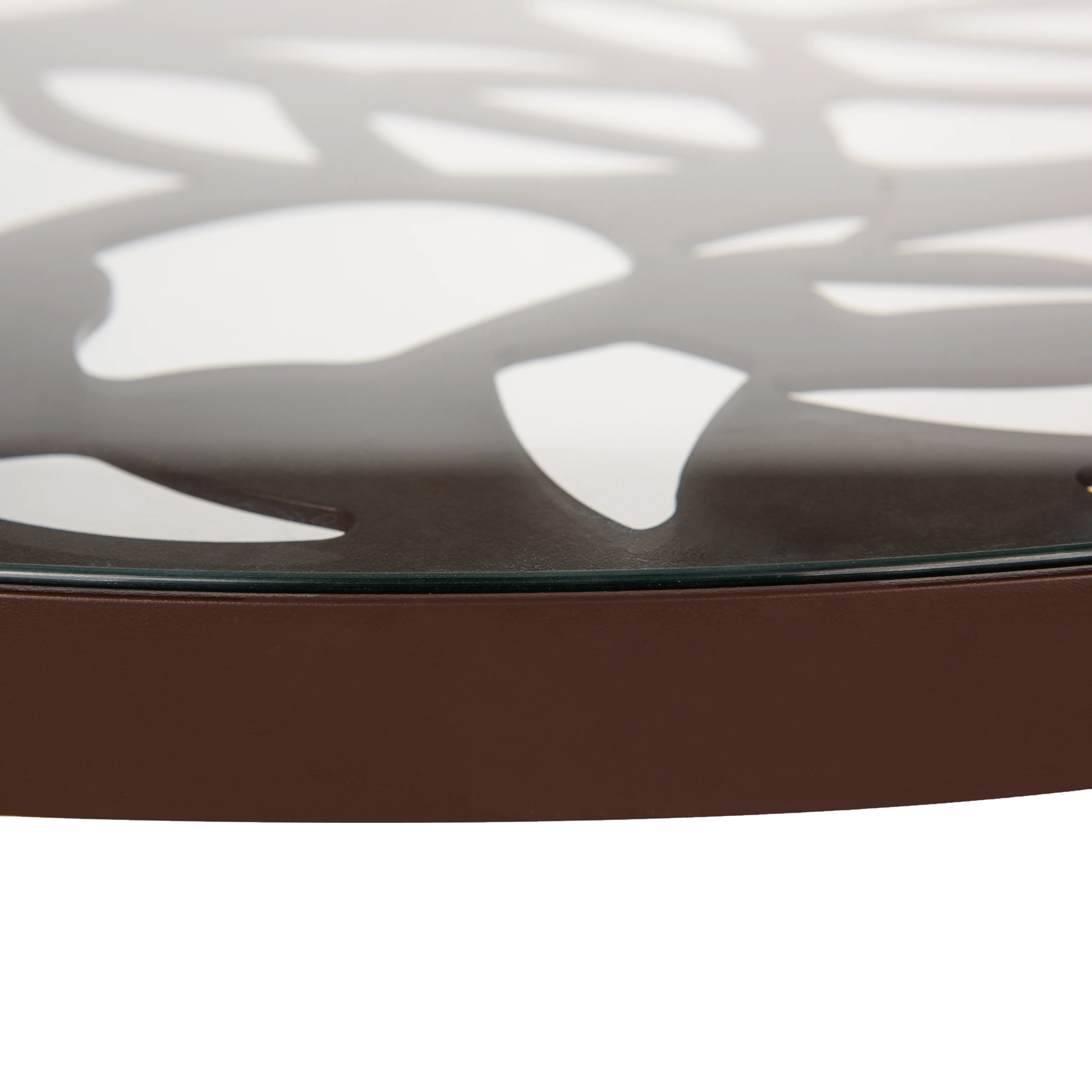 Devon Mid-Century Modern 3-Piece Aluminum Outdoor Patio Dining Set with Tempered Glass Top Table and 2 Stackable Flower Design Chairs for Patio, Poolside, Balcony, and Backyard Garden