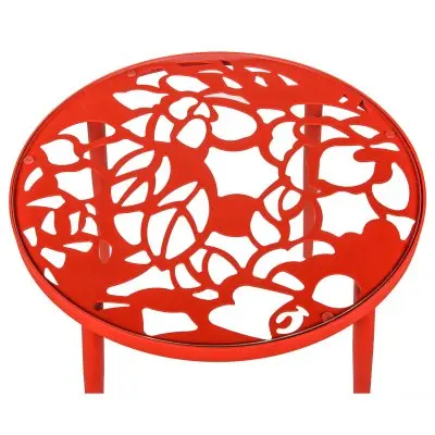 Devon Tree Design Glass Top Aluminum Base Indoor Outdoor End Table