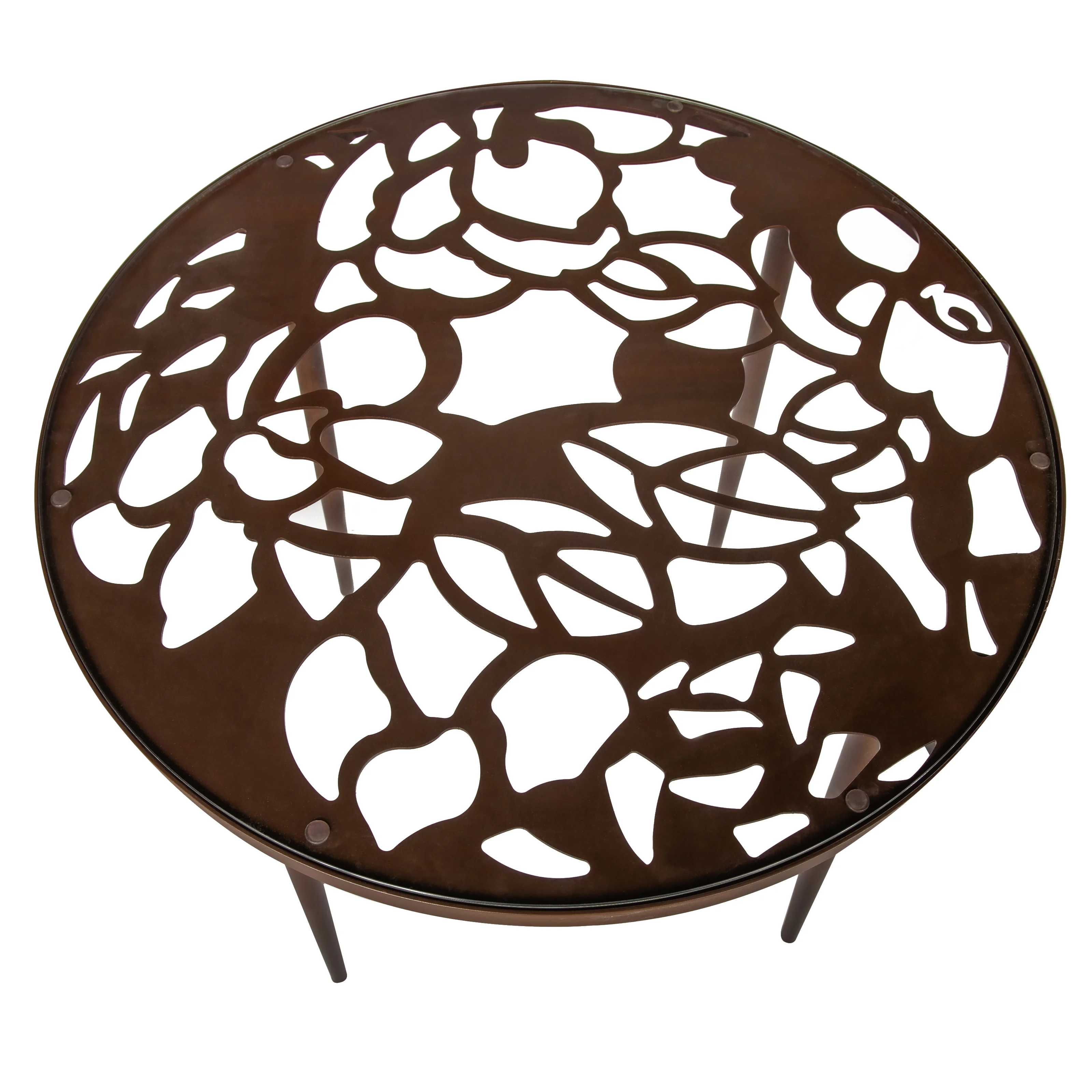 Devon Mid-Century Modern 5-Piece Aluminum Outdoor Patio Dining Set with Tempered Glass Top Table and 4 Stackable Flower Design Arm Chairs for Patio, Poolside, Balcony, and Backyard Garden