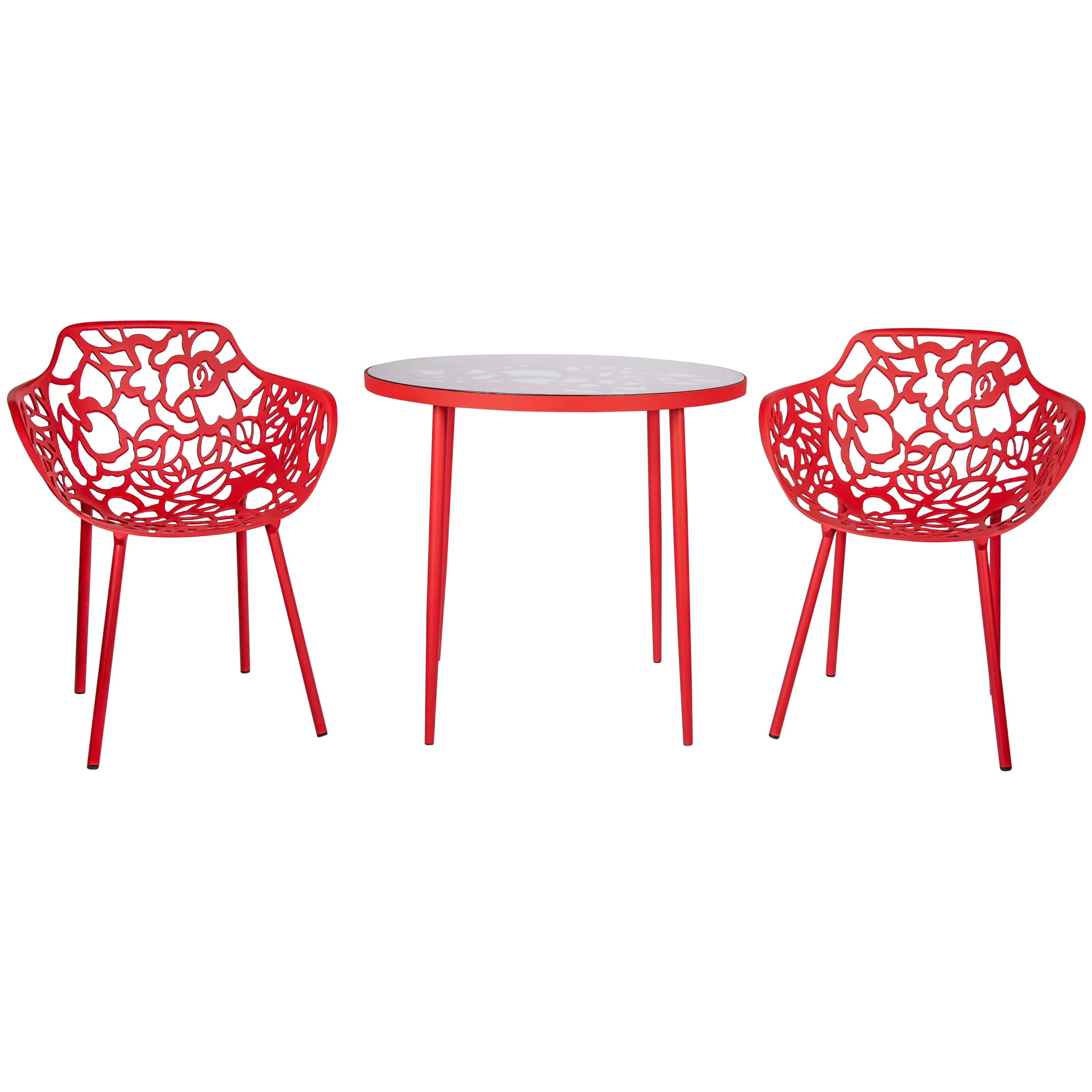 Devon Tree Design Glass Top Aluminum Base Indoor Outdoor Bistro Dining Table