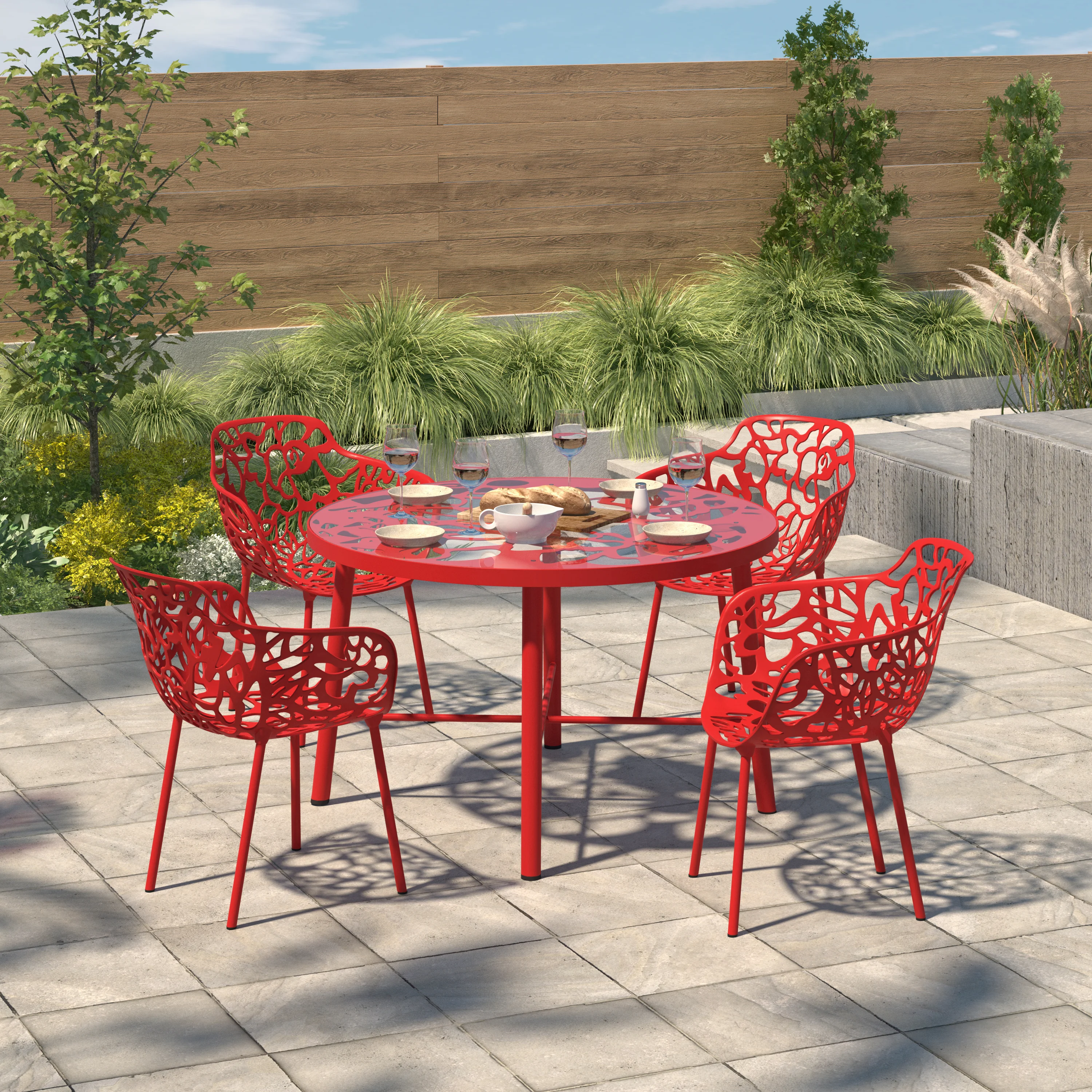Devon Tree Design Glass Top Aluminum Base Indoor Outdoor Dining Table