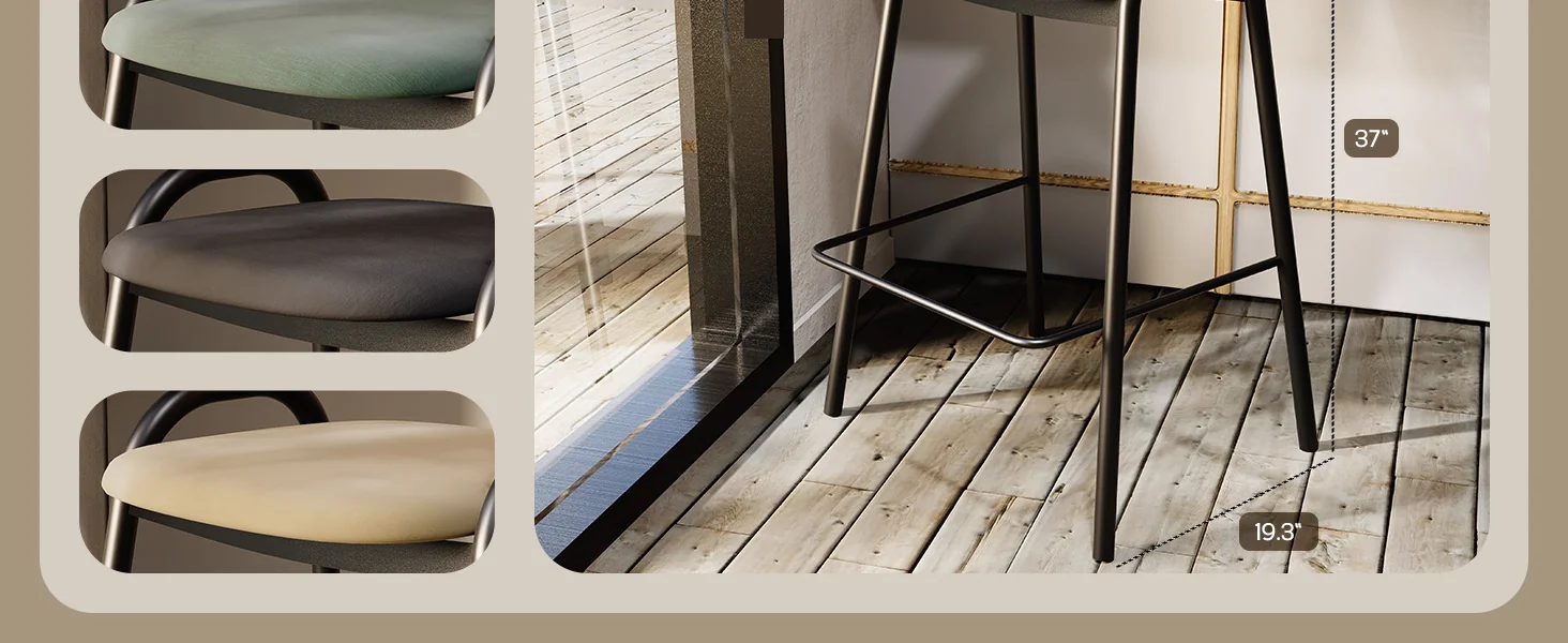 Ervilla Wicker Bar Stool with Fabric Seat and Black Steel Frame - Black Leather