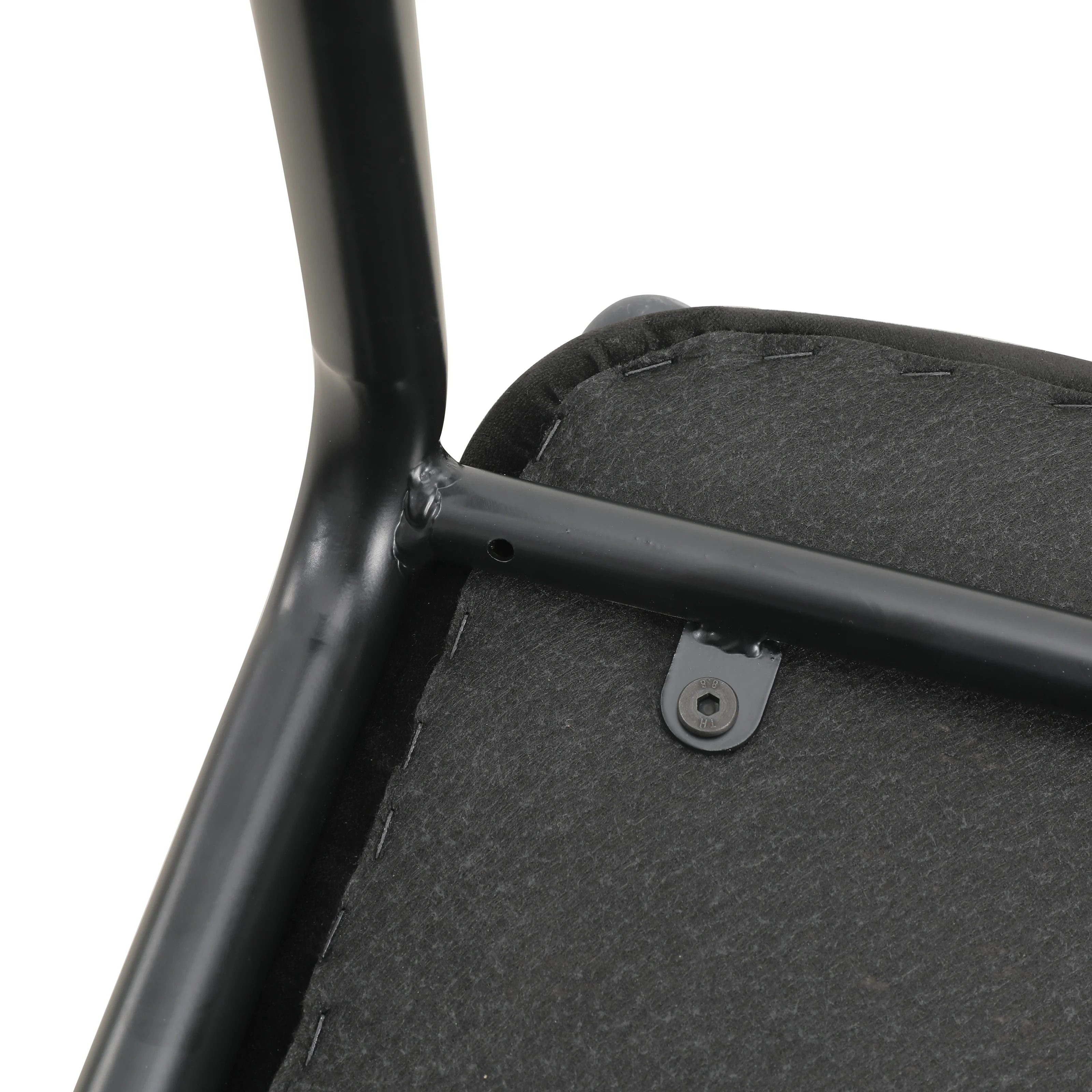 Ervilla Mid-Century Modern Wicker Bar Stool with Fabric Seat and Black Powder Coated Steel Frame, Set of 2 in Black