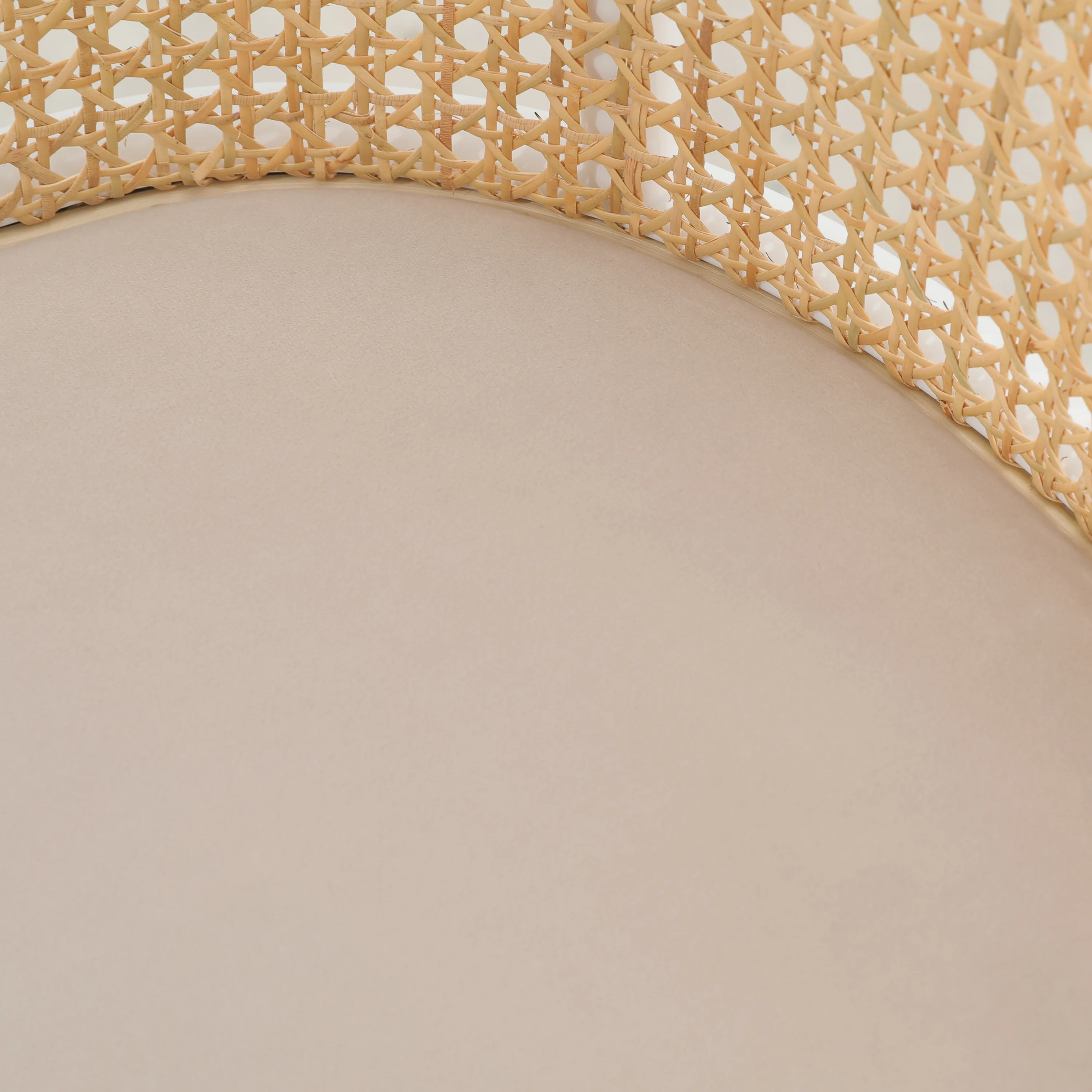 Ervilla Mid-Century Modern Wicker Bar Stool with Fabric Seat and White Powder Coated Steel Frame, Set of 2 in Beige