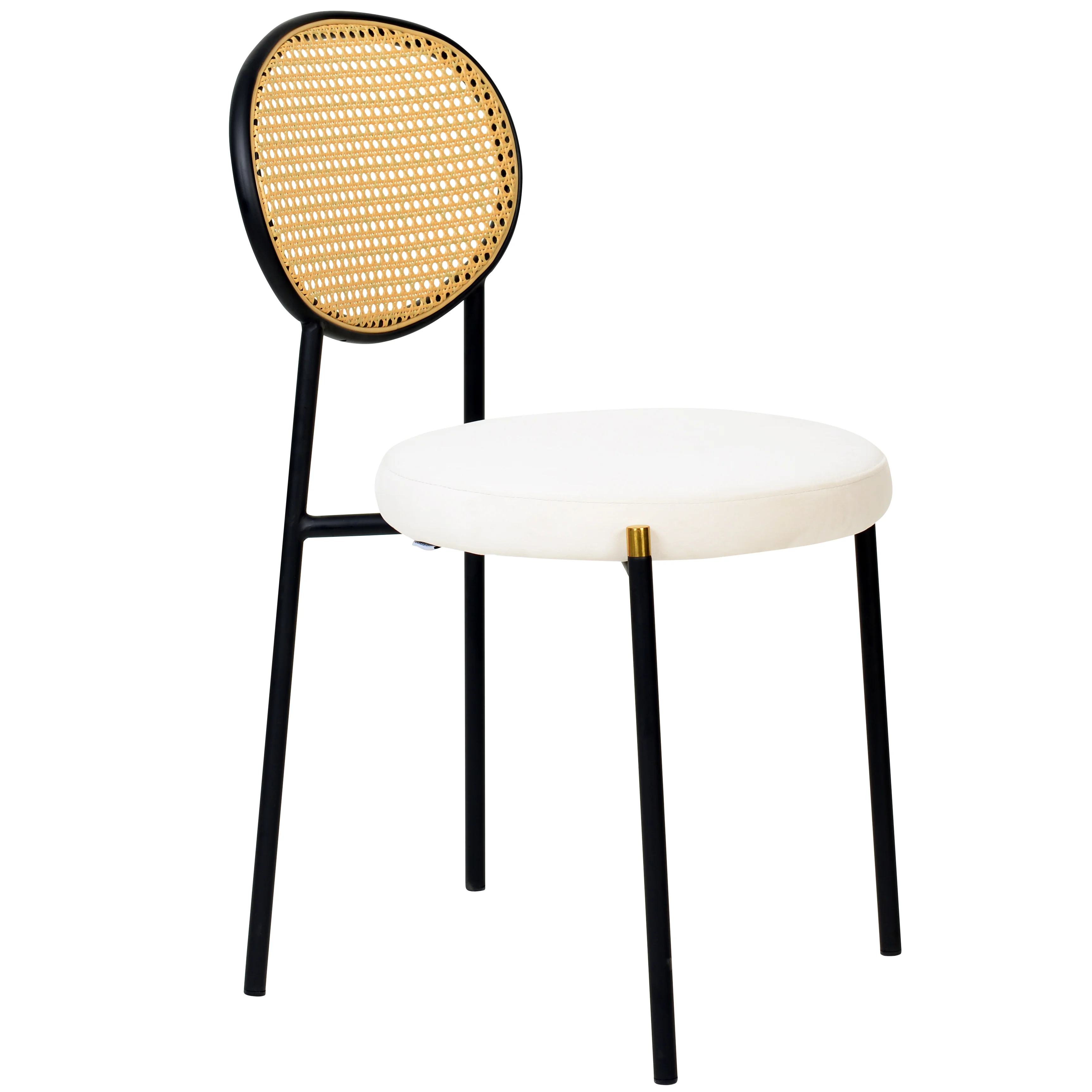 Euston Modern Wicker Dining Chair with Velvet Round Seat