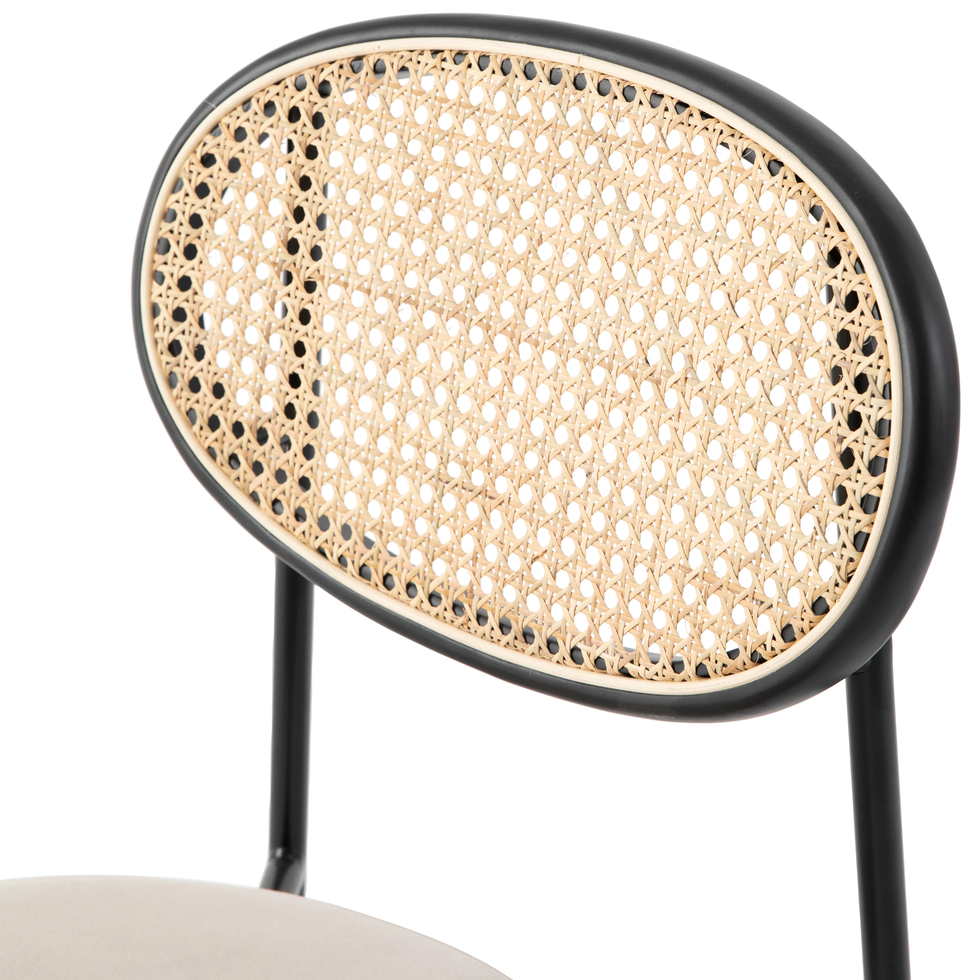 Euston Modern Wicker Dining Chair with Velvet Round Seat