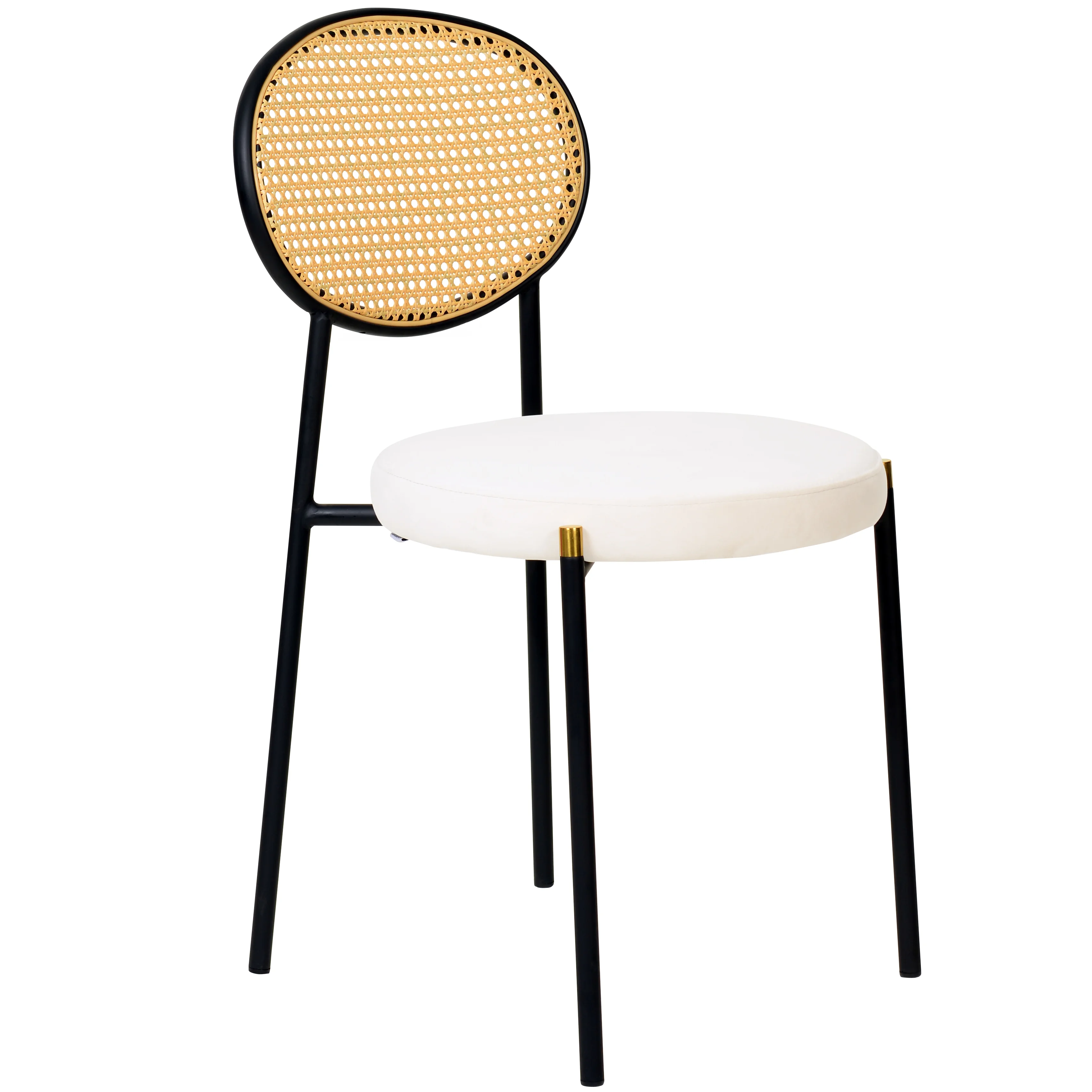 Euston Modern Wicker Dining Chair with Velvet Round Seat