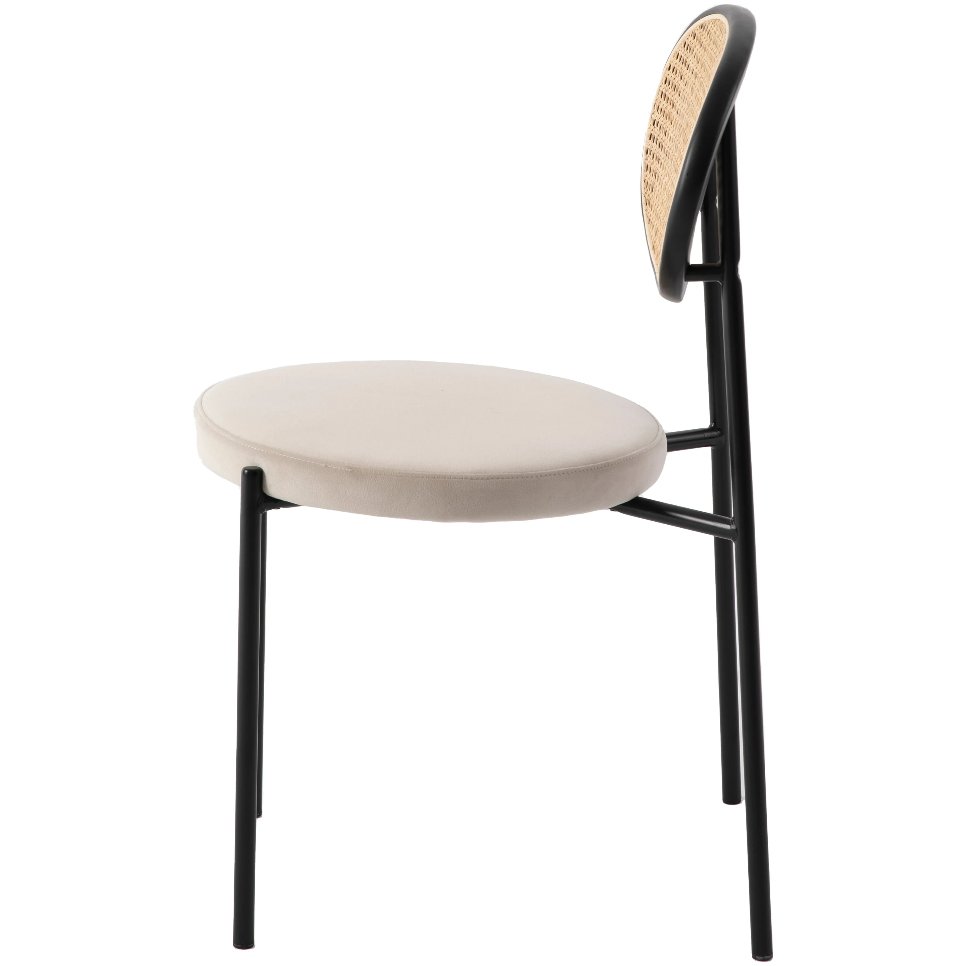 Euston Modern Wicker Dining Chair with Velvet Round Seat