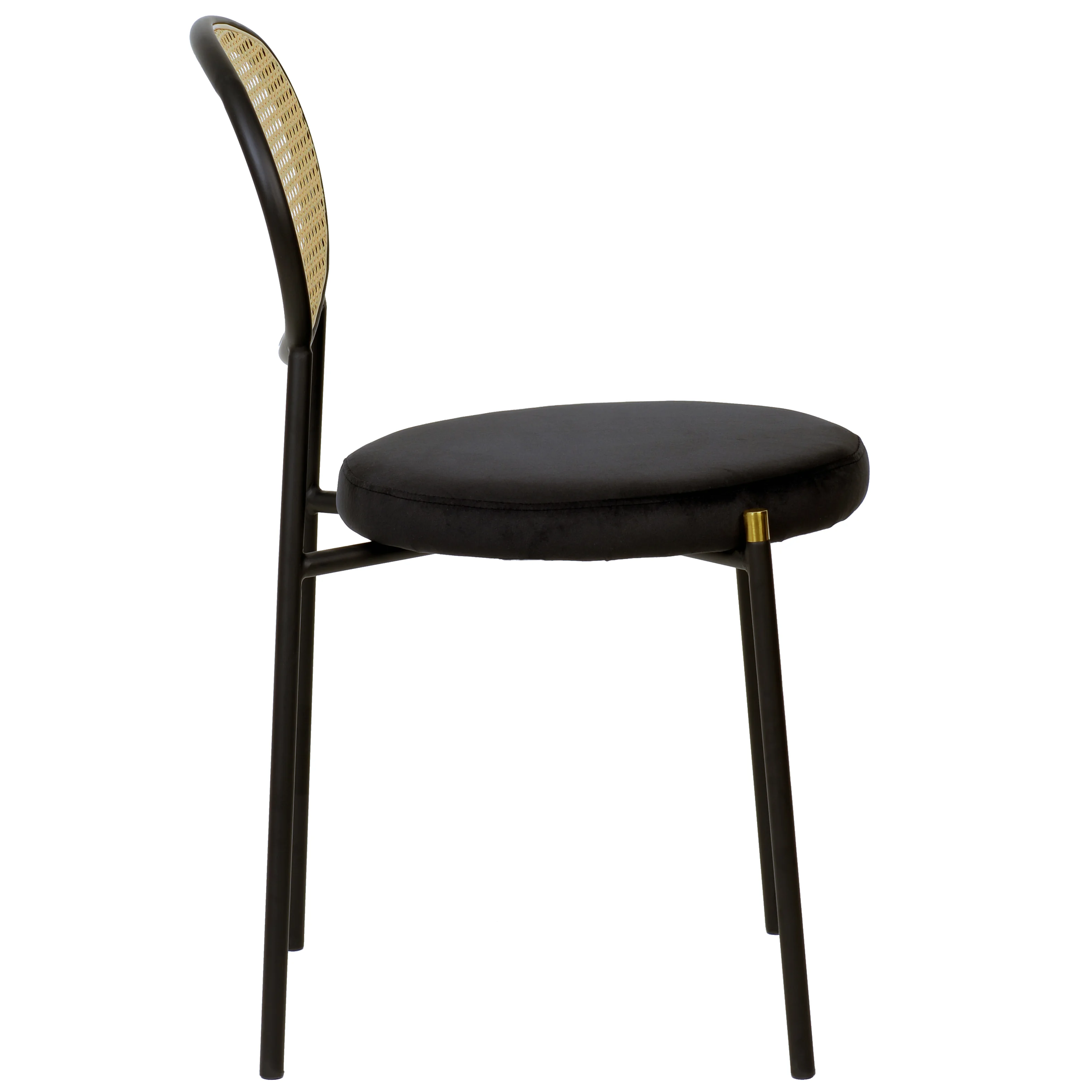 5-Piece Dining Set with 63" Rectangular Dining Table in Ebony with 4 Velvet Dining Chairs in Black Steel Legs in Black