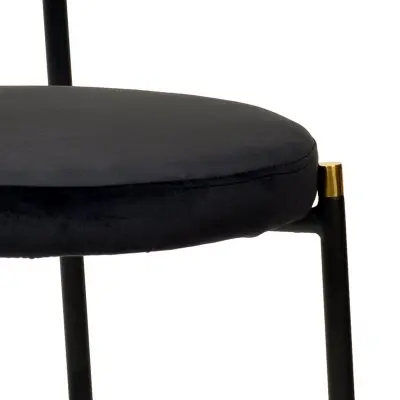 5-Piece Dining Set with 63" Rectangular Dining Table in Ebony with 4 Velvet Dining Chairs in Black Steel Legs in Black