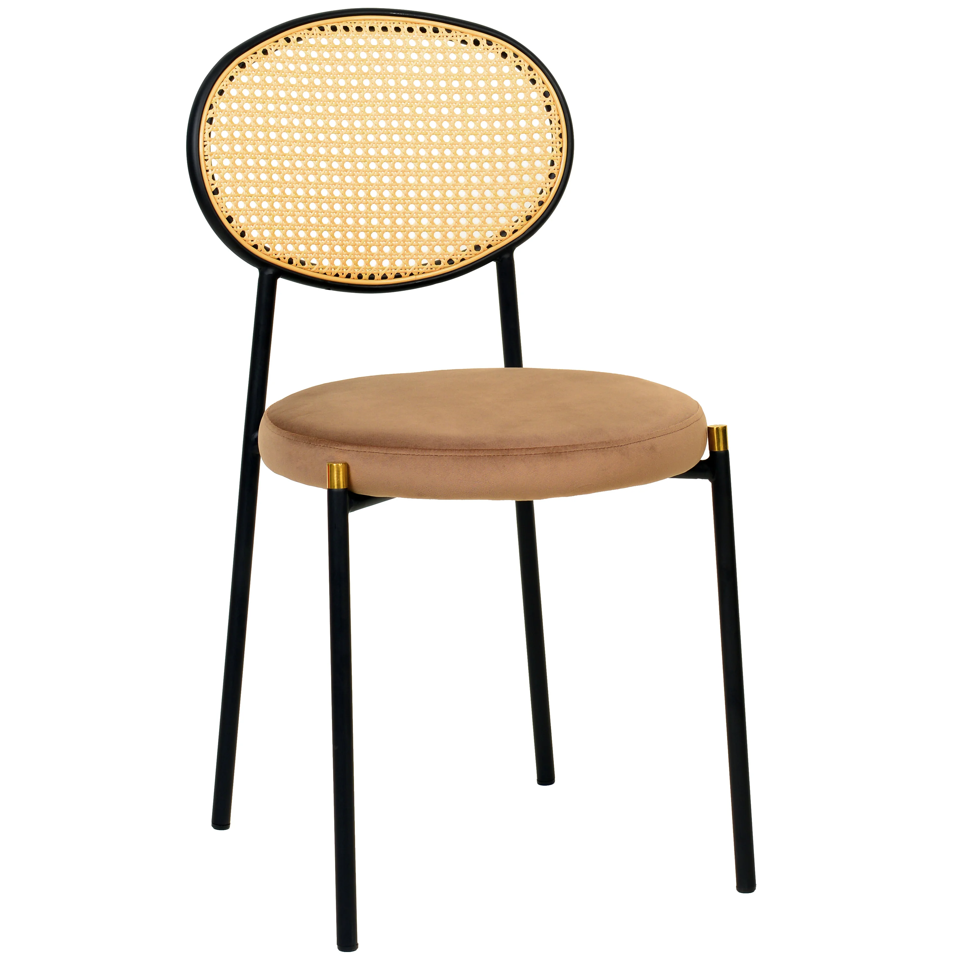 Euston Modern Wicker Dining Chair with Velvet Round Seat