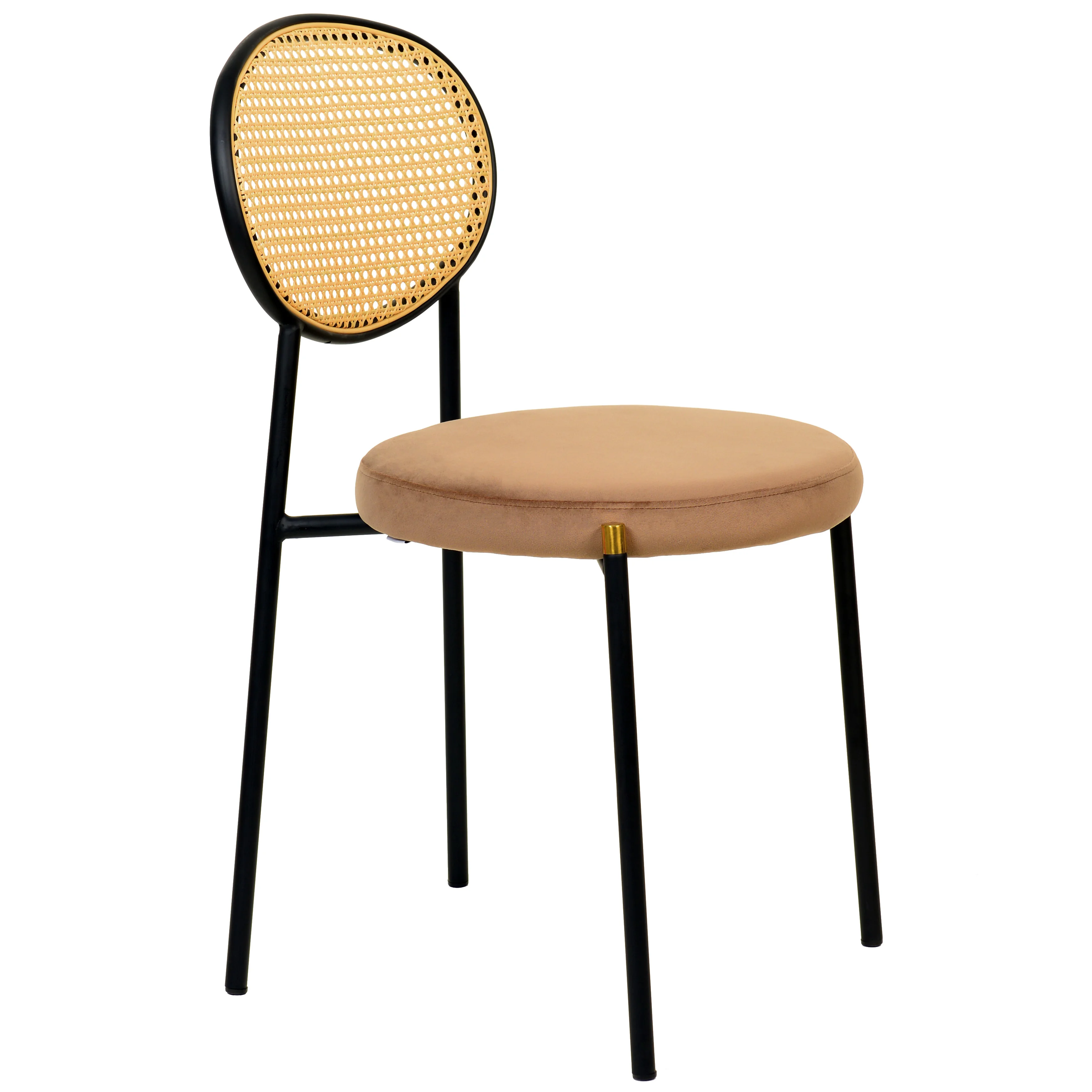Euston Modern Wicker Dining Chair with Velvet Round Seat
