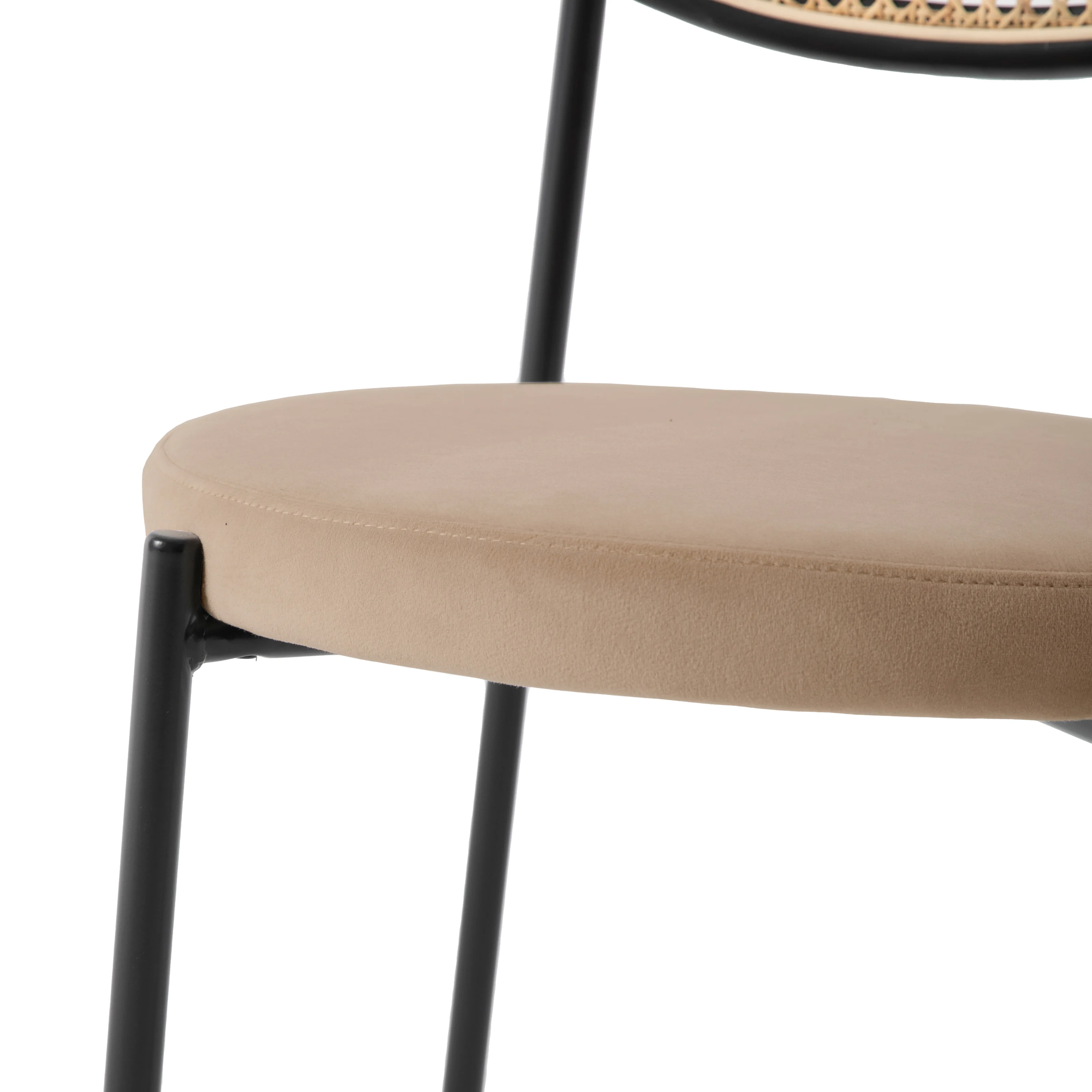 Euston Modern Wicker Dining Chair with Velvet Round Seat