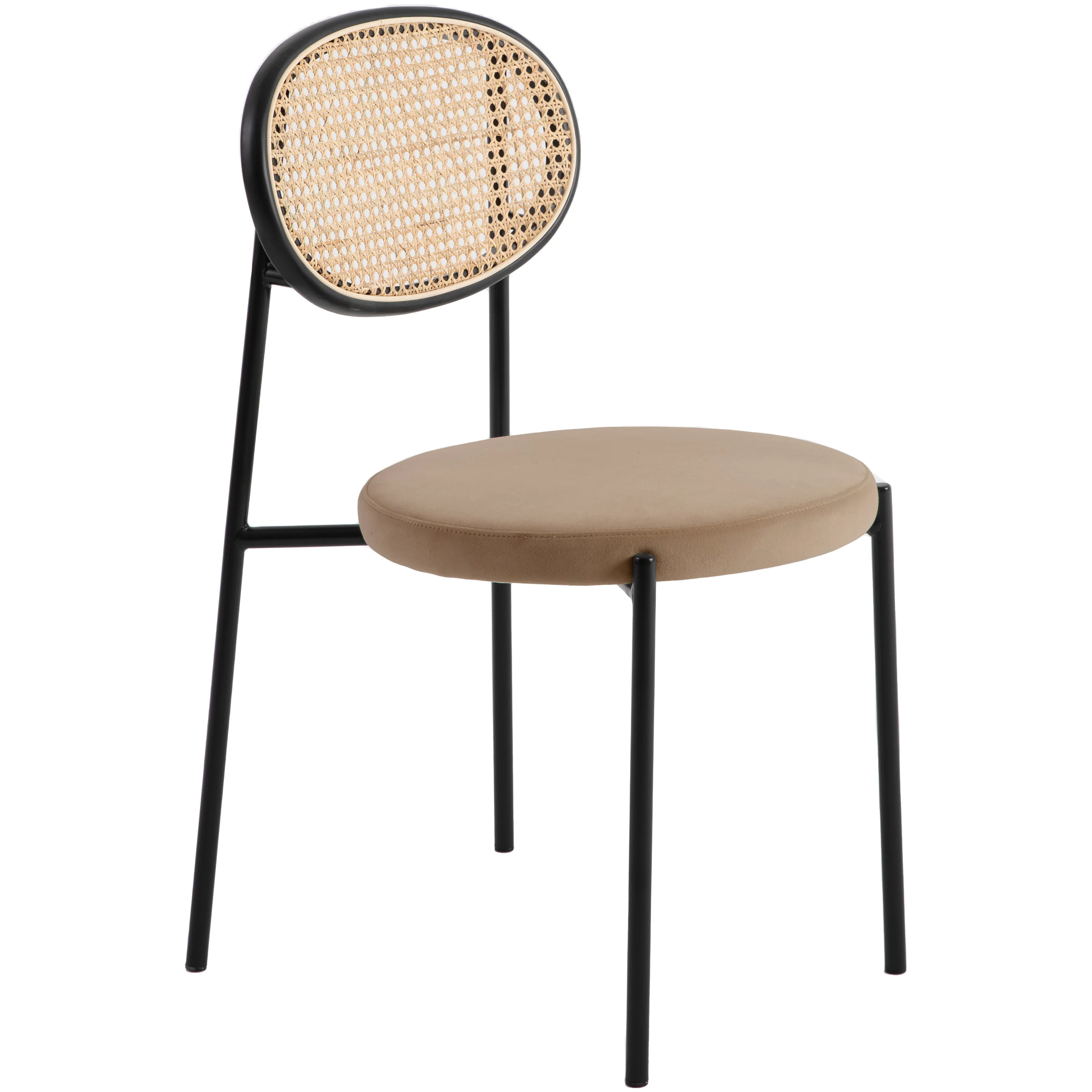Euston Modern Wicker Dining Chair with Velvet Round Seat