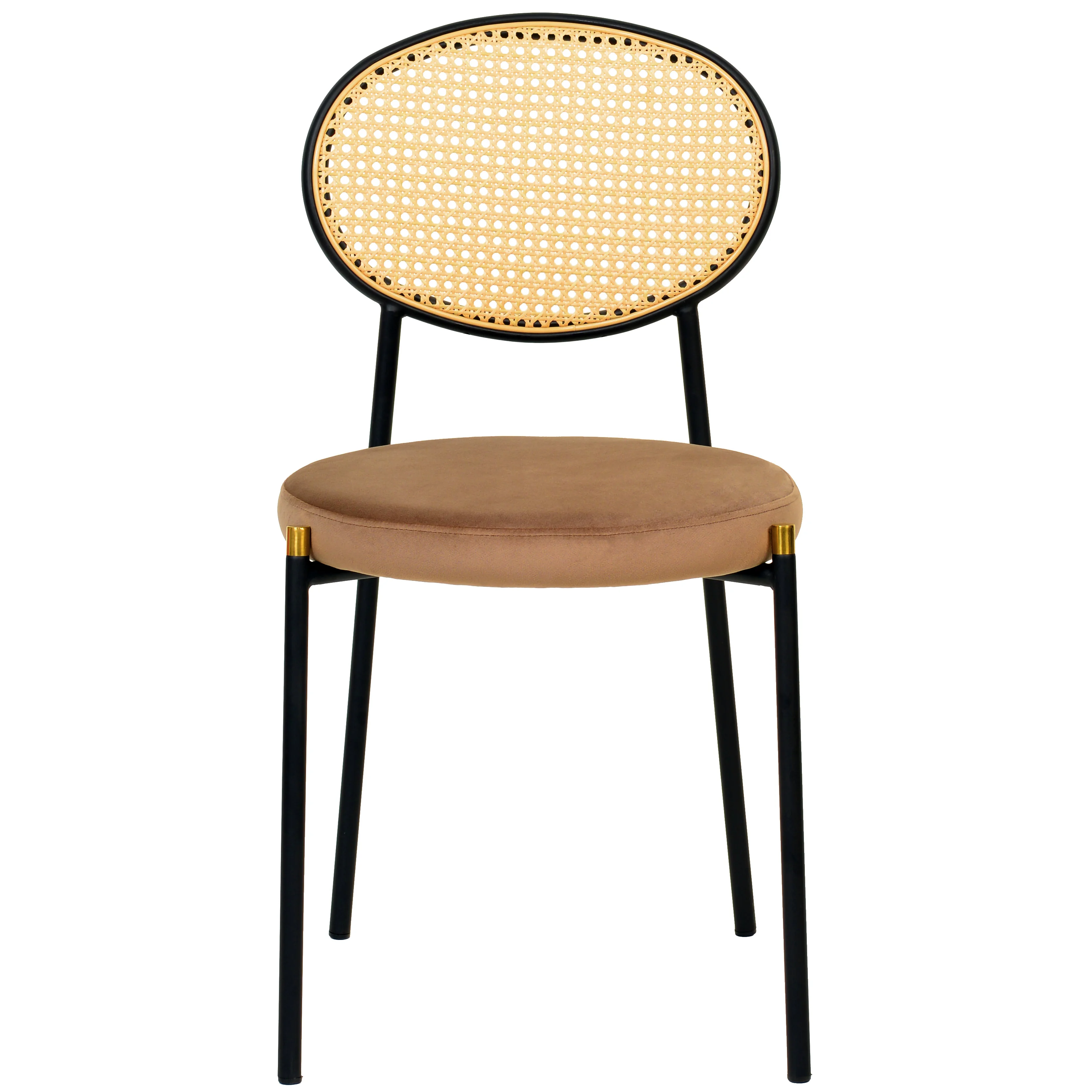 Euston Modern Wicker Dining Chair with Velvet Round Seat Set of 2