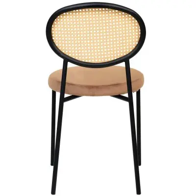 Euston Modern Wicker Dining Chair with Velvet Round Seat Set of 2