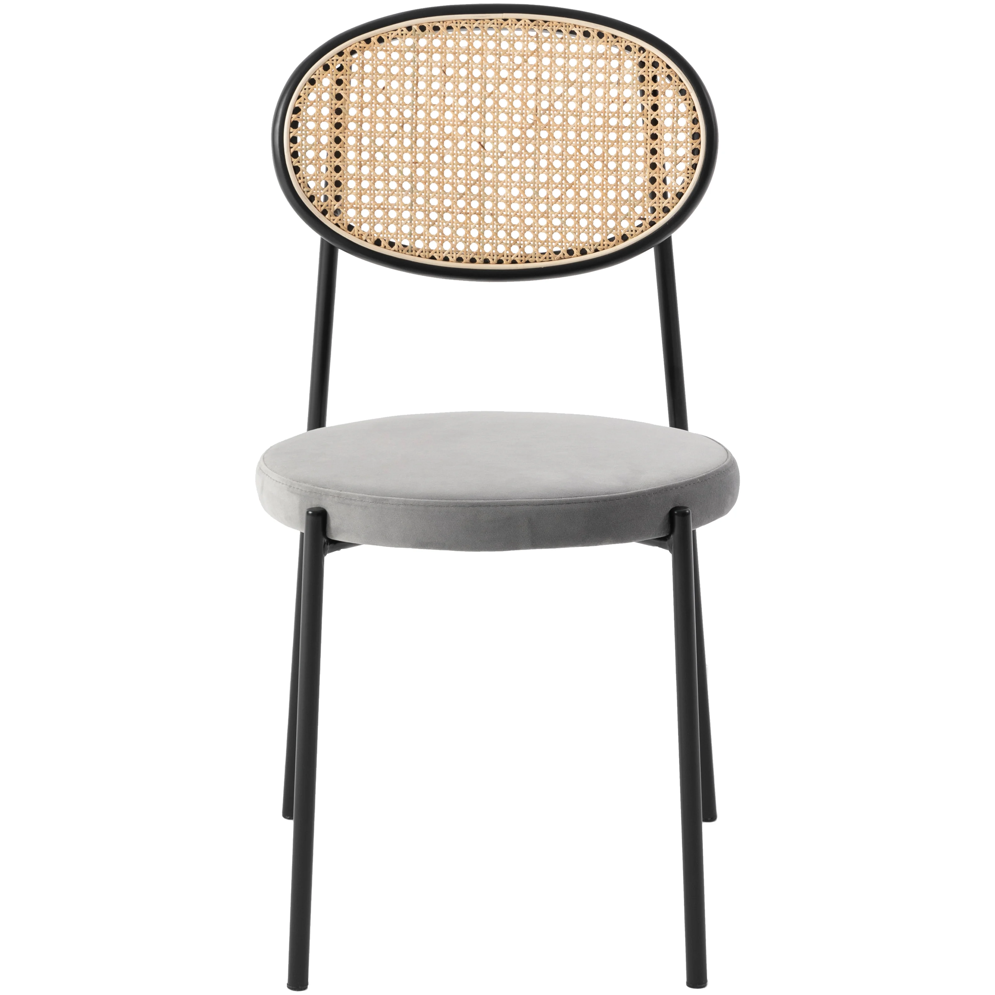 Euston Modern Wicker Dining Chair with Velvet Round Seat