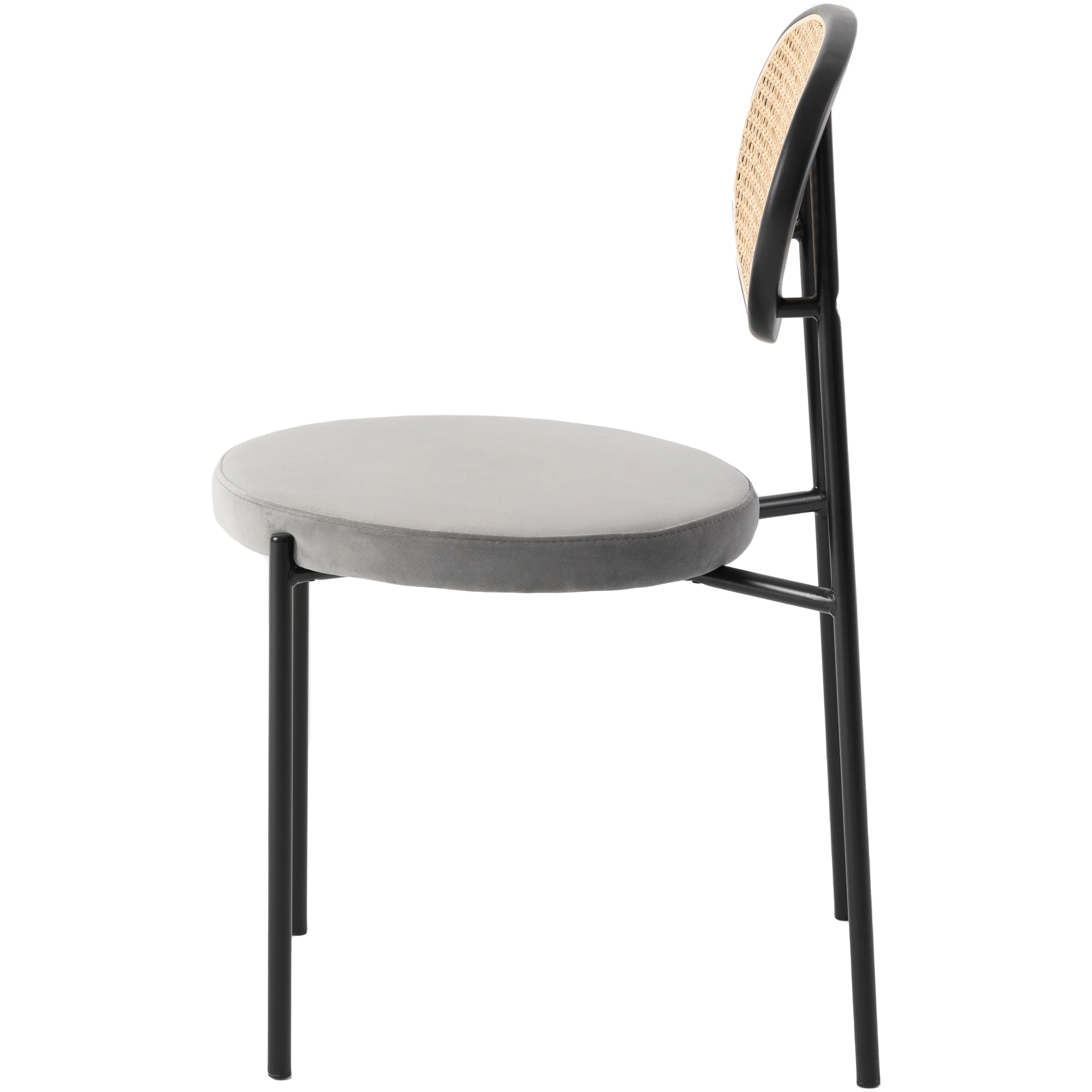 Euston Modern Wicker Dining Chair with Velvet Round Seat