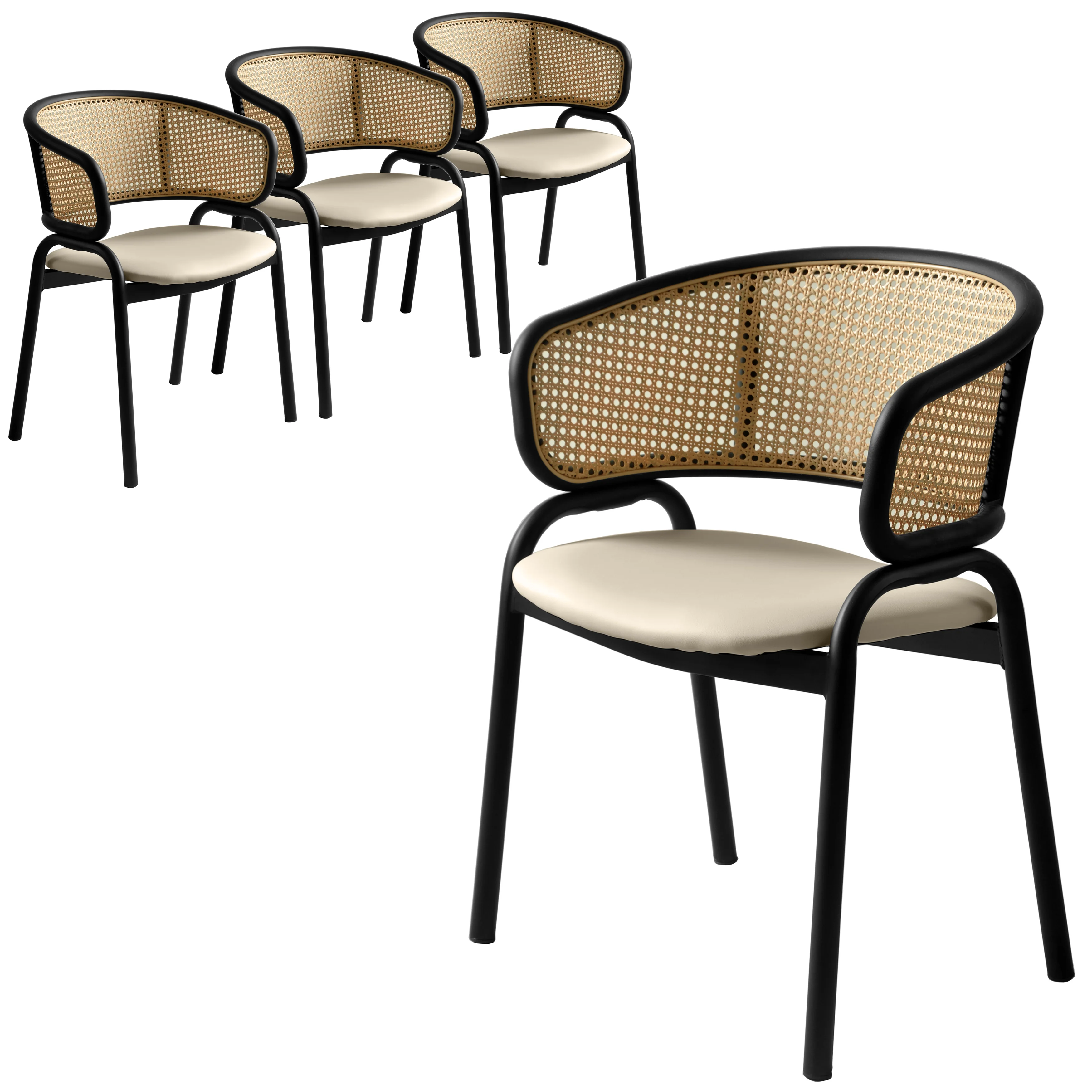 Ervilla - Dining Chair - Beige Leather - Set of 4
