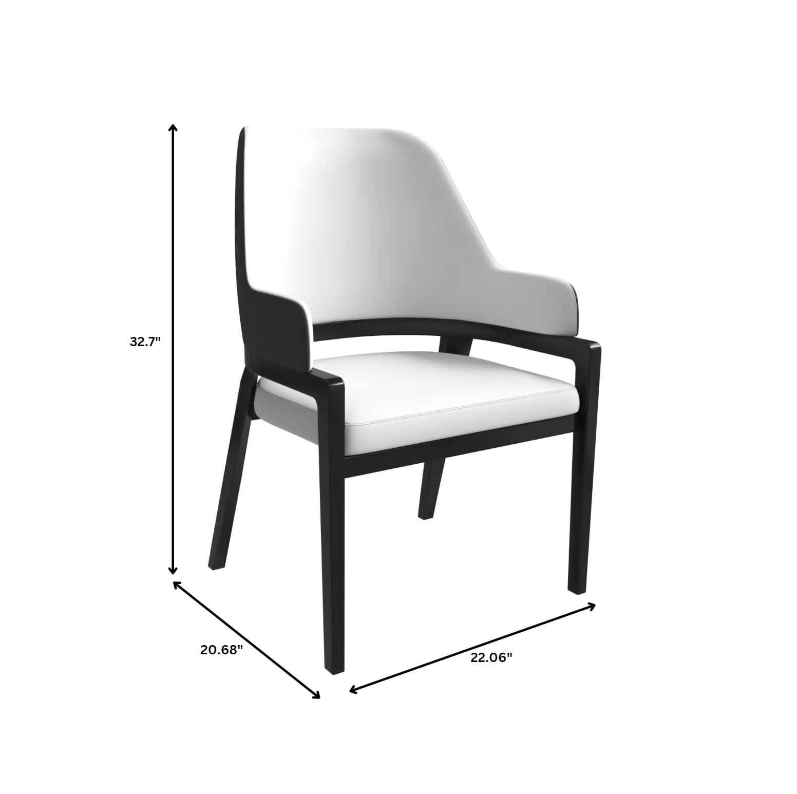 Ethora Collection Modern Wooden Dining Chair in Black Fabric Seat With white top