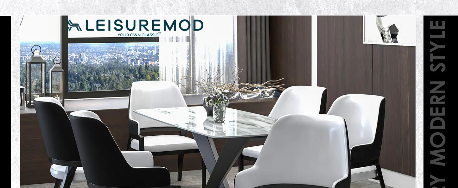 Ethora Collection Modern Wooden Dining Chair in Black Fabric Seat With white top