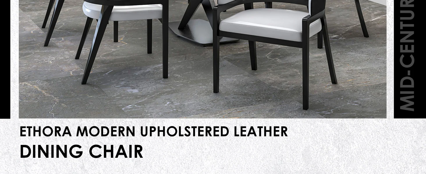 Ethora Collection Modern Wooden Dining Chair in Black Fabric Seat With white top