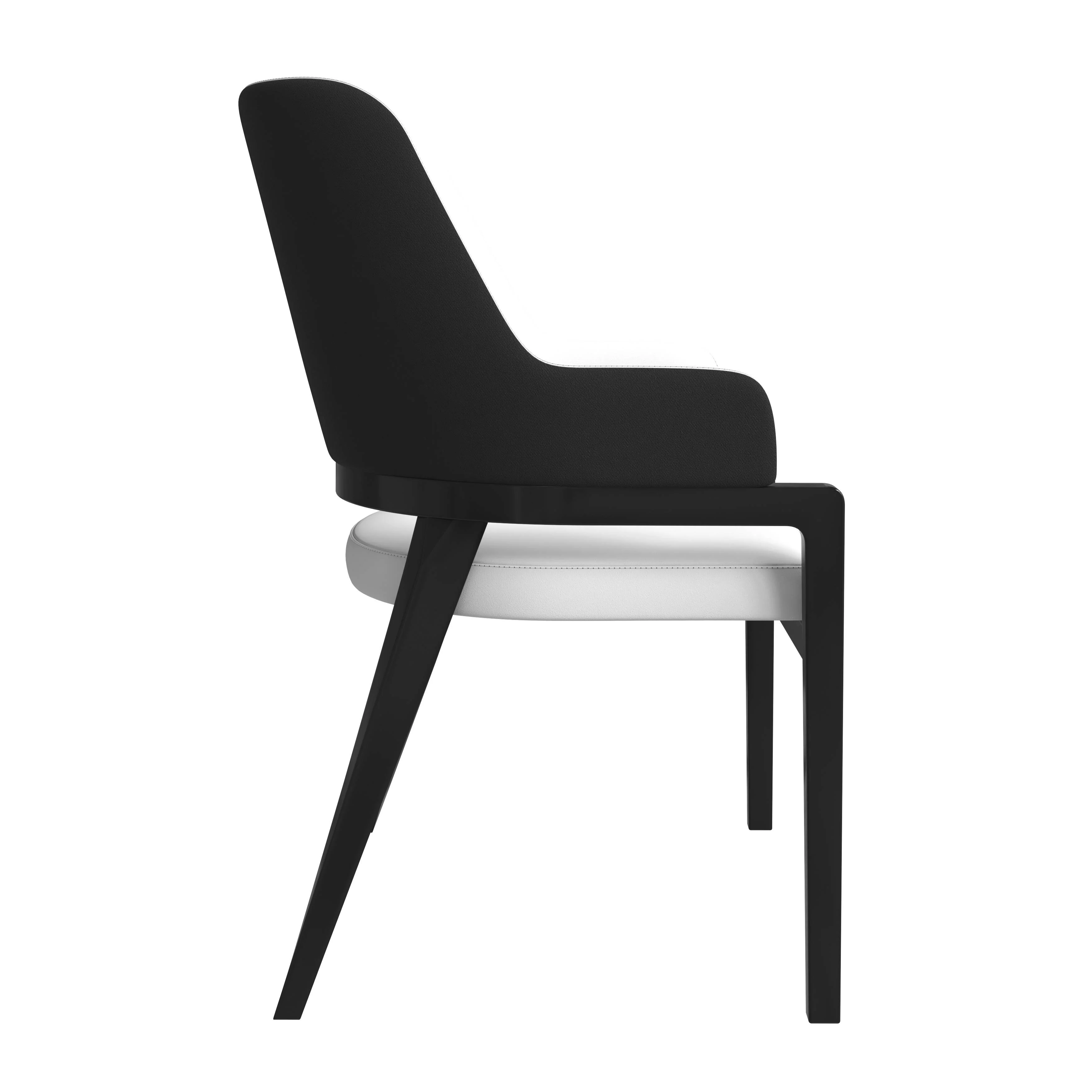 Ethora Collection Modern Wooden Dining Chair in Black Fabric Seat With white top Set of 2