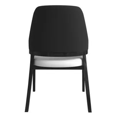 Ethora Collection Modern Wooden Dining Chair in Black Fabric Seat With white top Set of 4