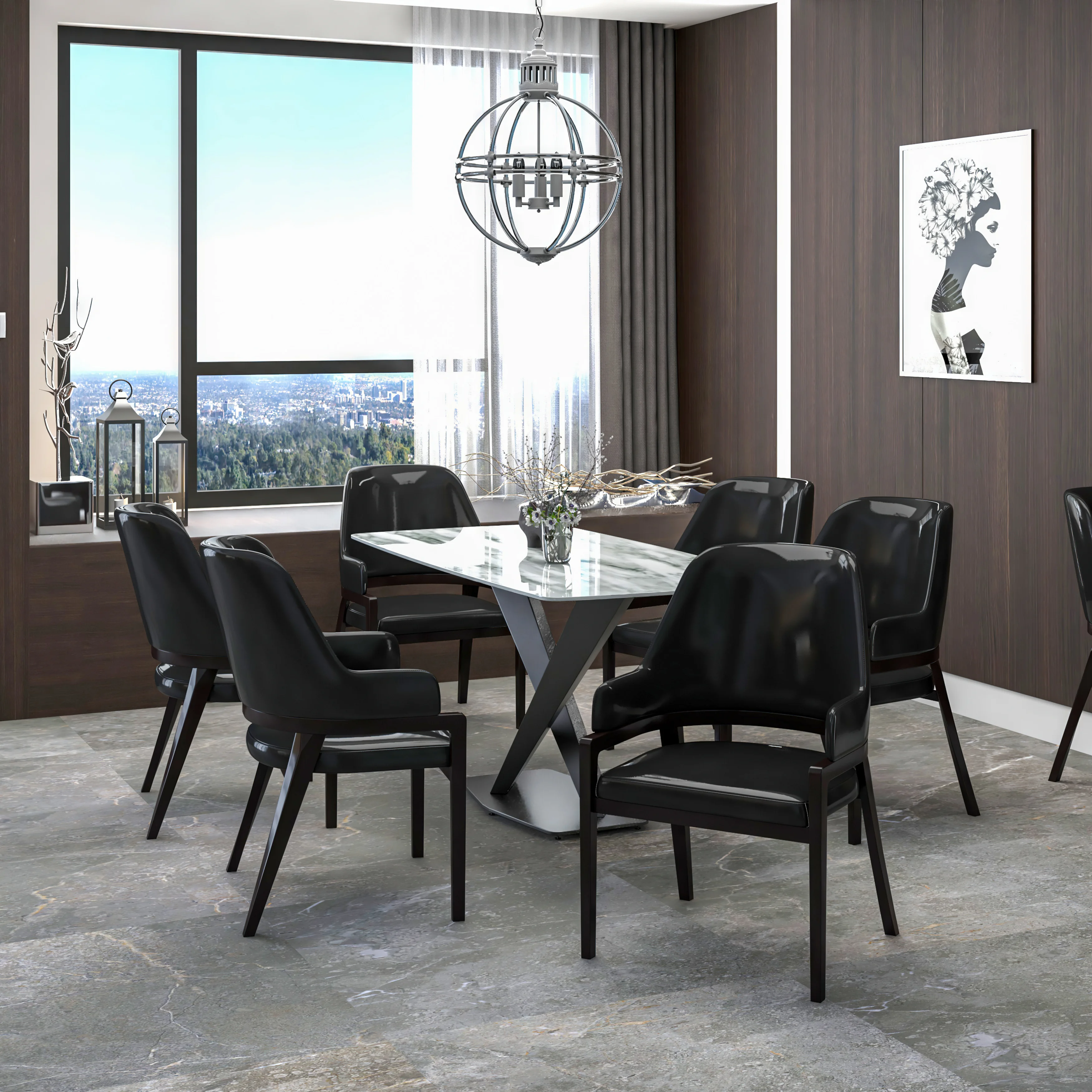 Ethora Collection Modern Wooden Dining Chair in Black