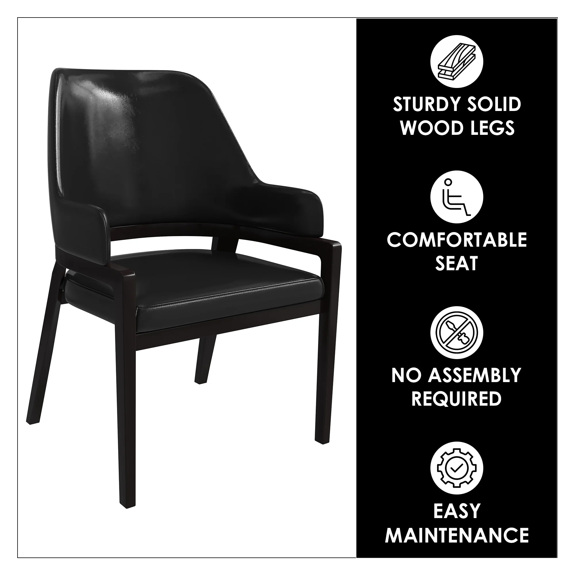 Ethora Collection Modern Wooden Dining Chair in Black