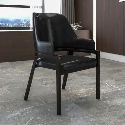 Ethora Collection Modern Wooden Dining Chair in Black