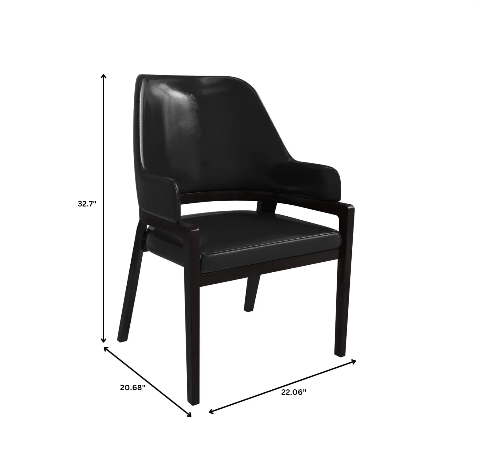 Ethora Collection Modern Wooden Dining Chair in Black Set of 2