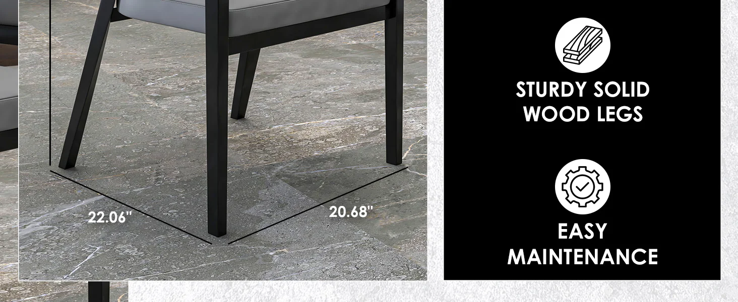 Ethora Collection Modern Wooden Dining Chair in Grey