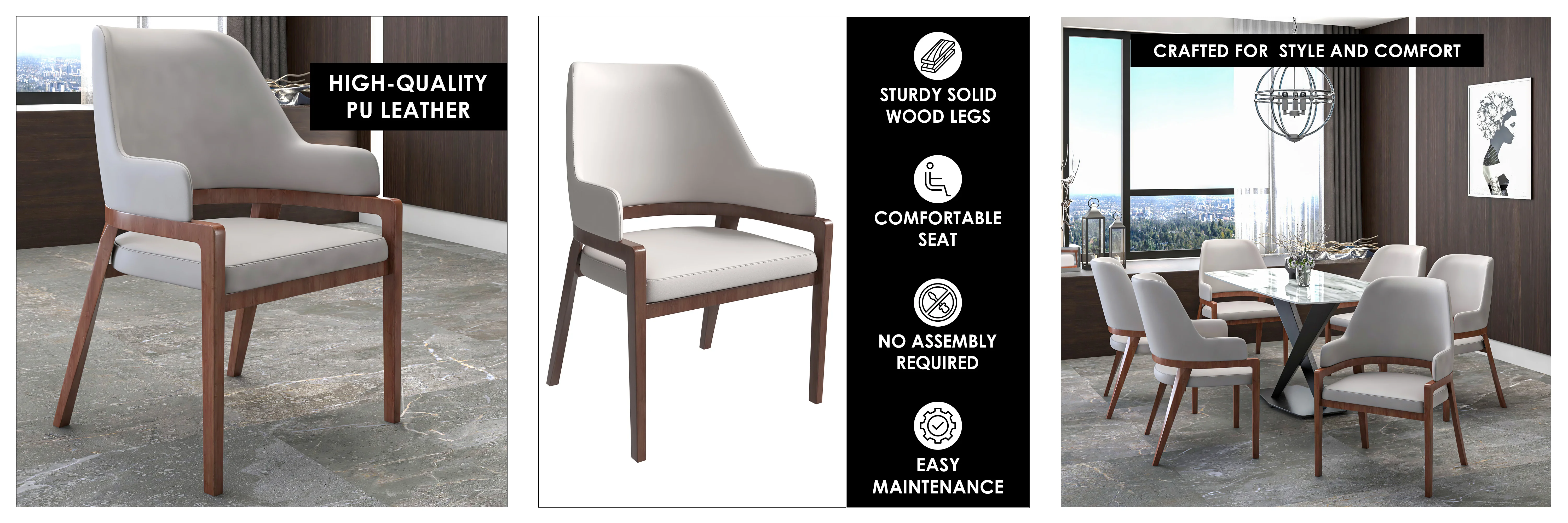 Ethora Collection Modern Wooden Dining Chair in Light Toupe