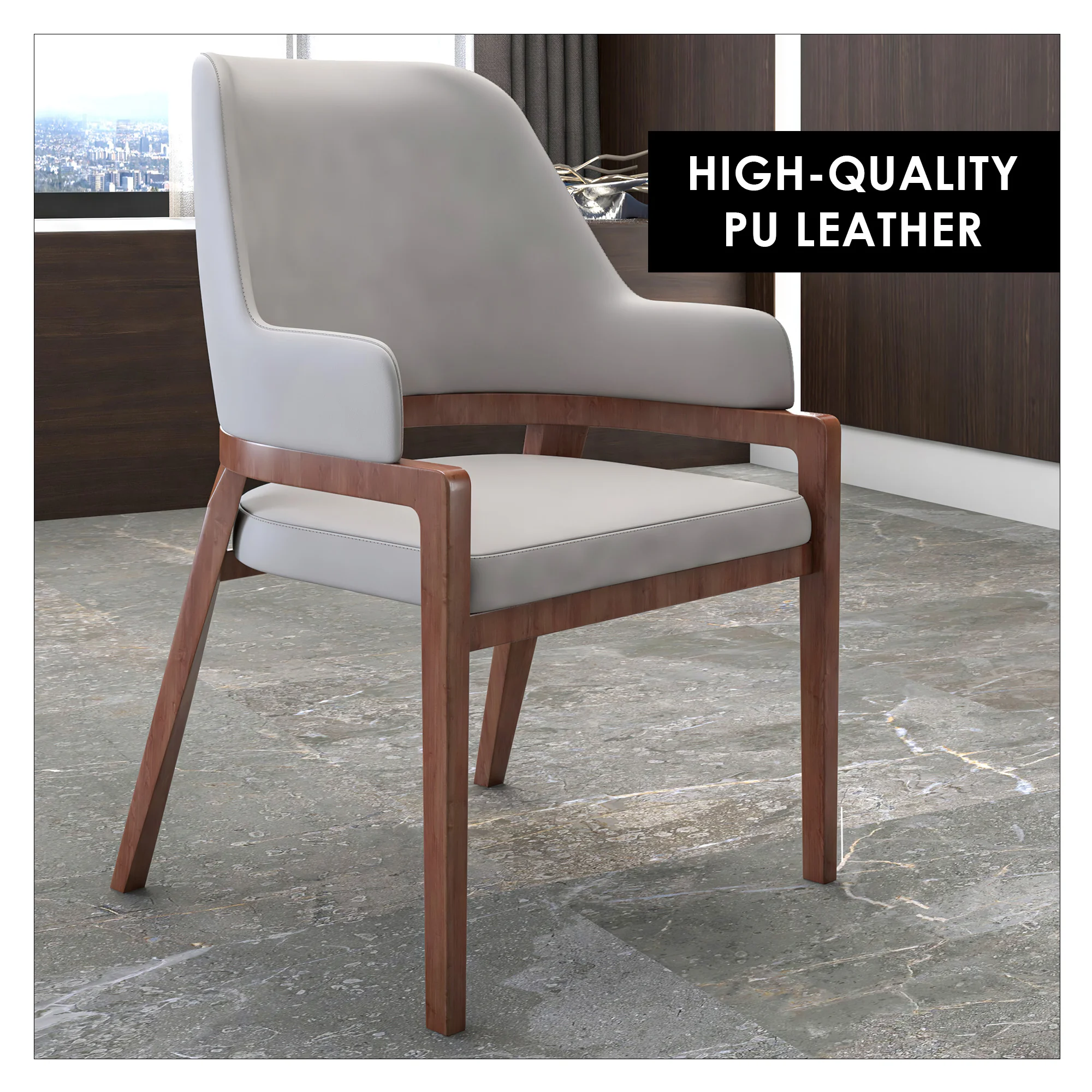 Ethora Collection Modern Wooden Dining Chair in Light Toupe Set of 2