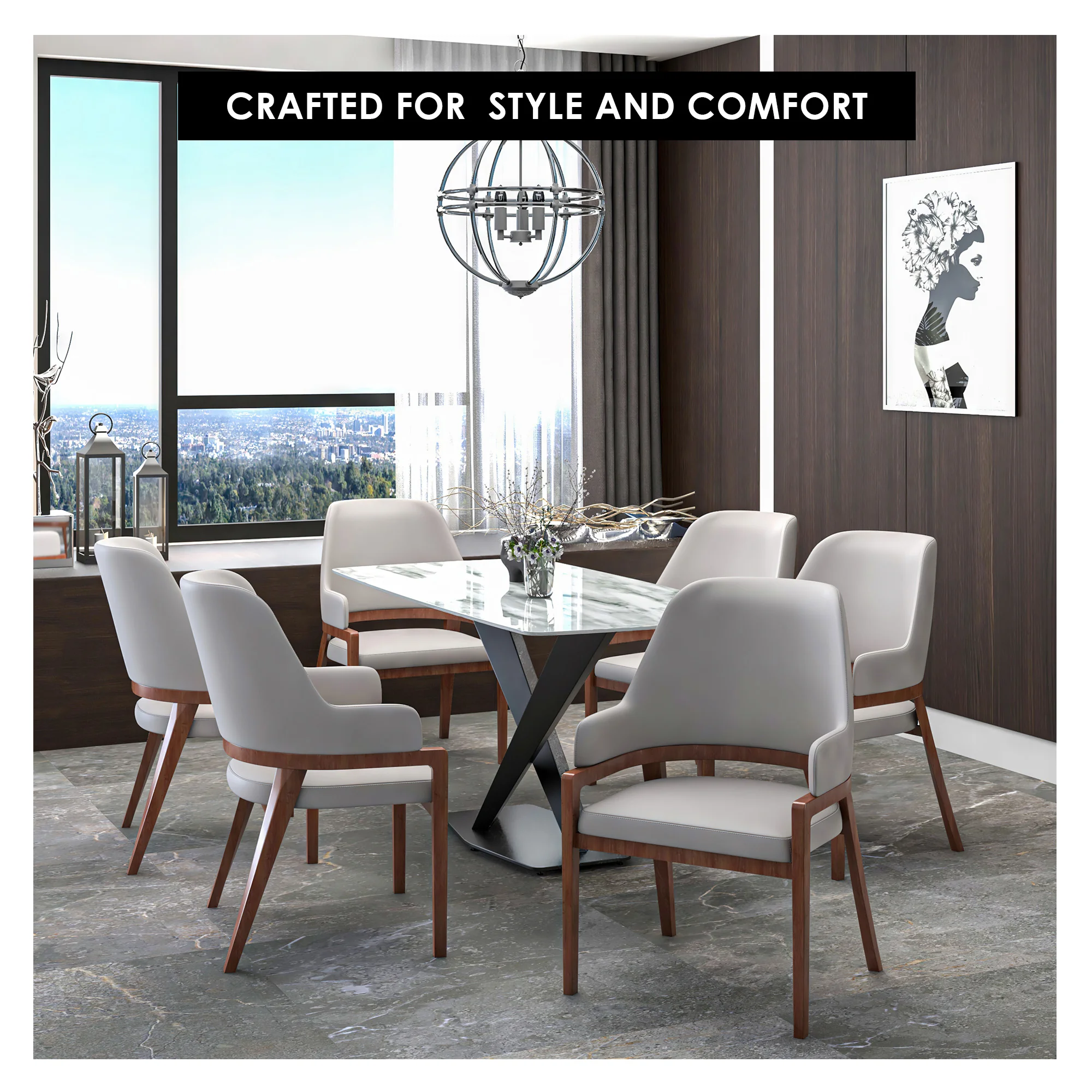 Ethora Collection Modern Wooden Dining Chair in Light Toupe Set of 4
