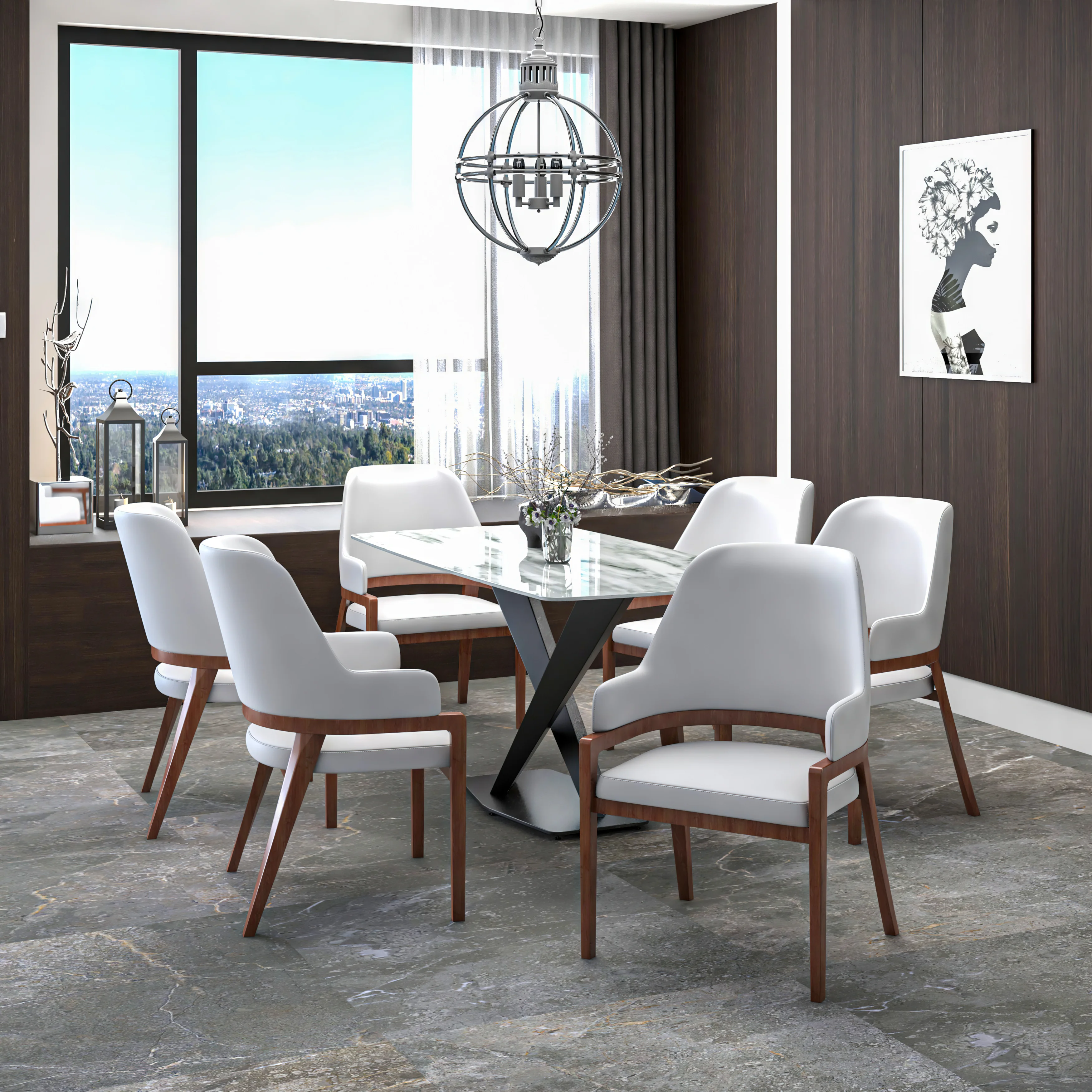Ethora Collection Modern Wooden Dining Chair in White
