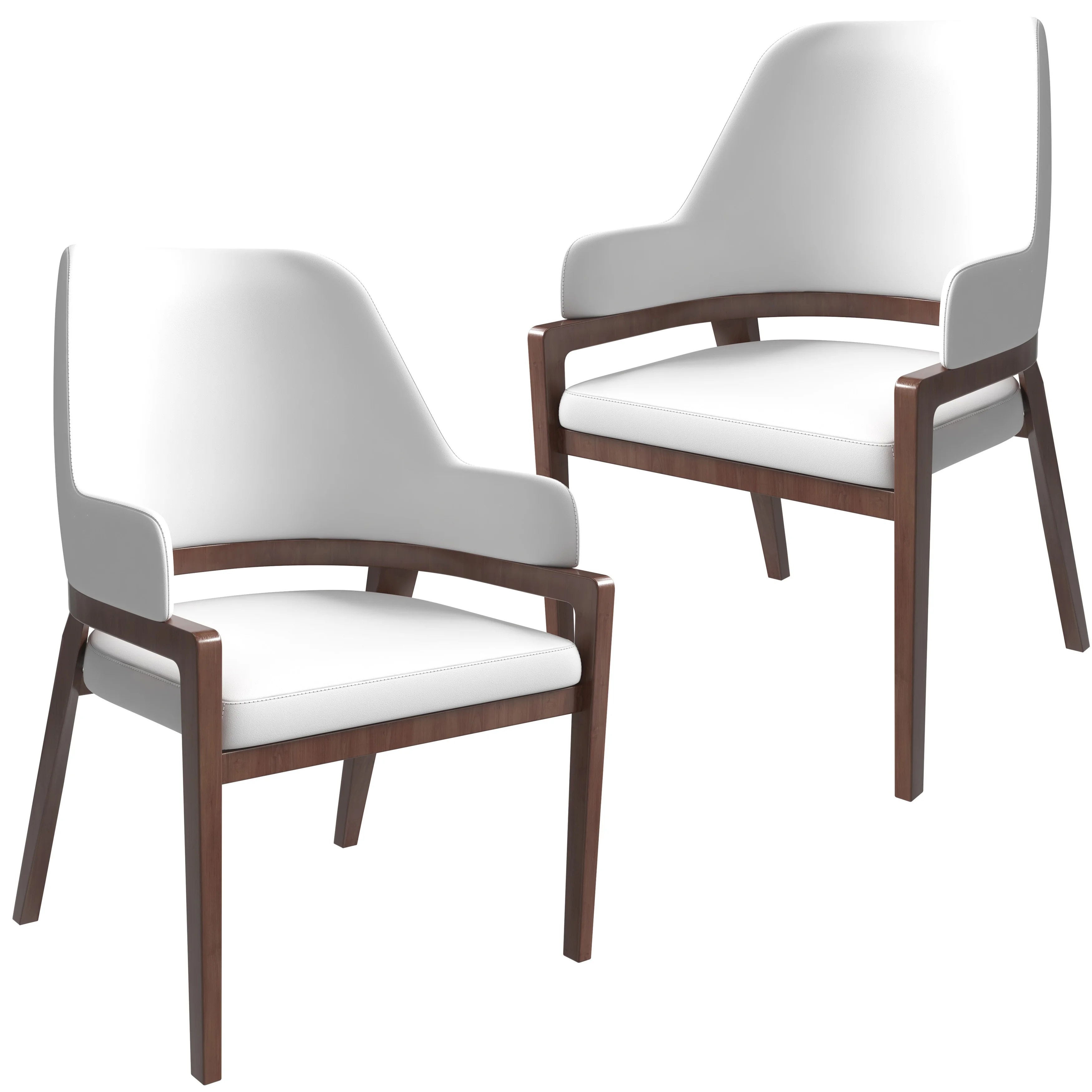 Ethora Collection Modern Wooden Dining Chair in White Set of 2